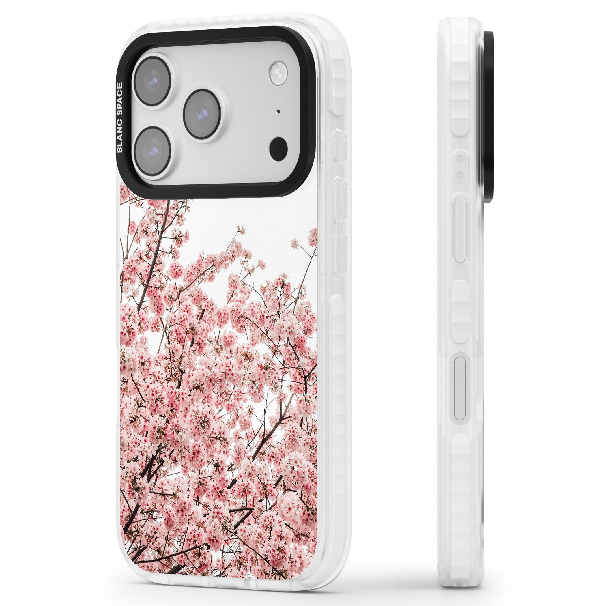 Cherry Blossom Bloom iPhone 17 Pro Max Impact Clear Phone Case Side Profile