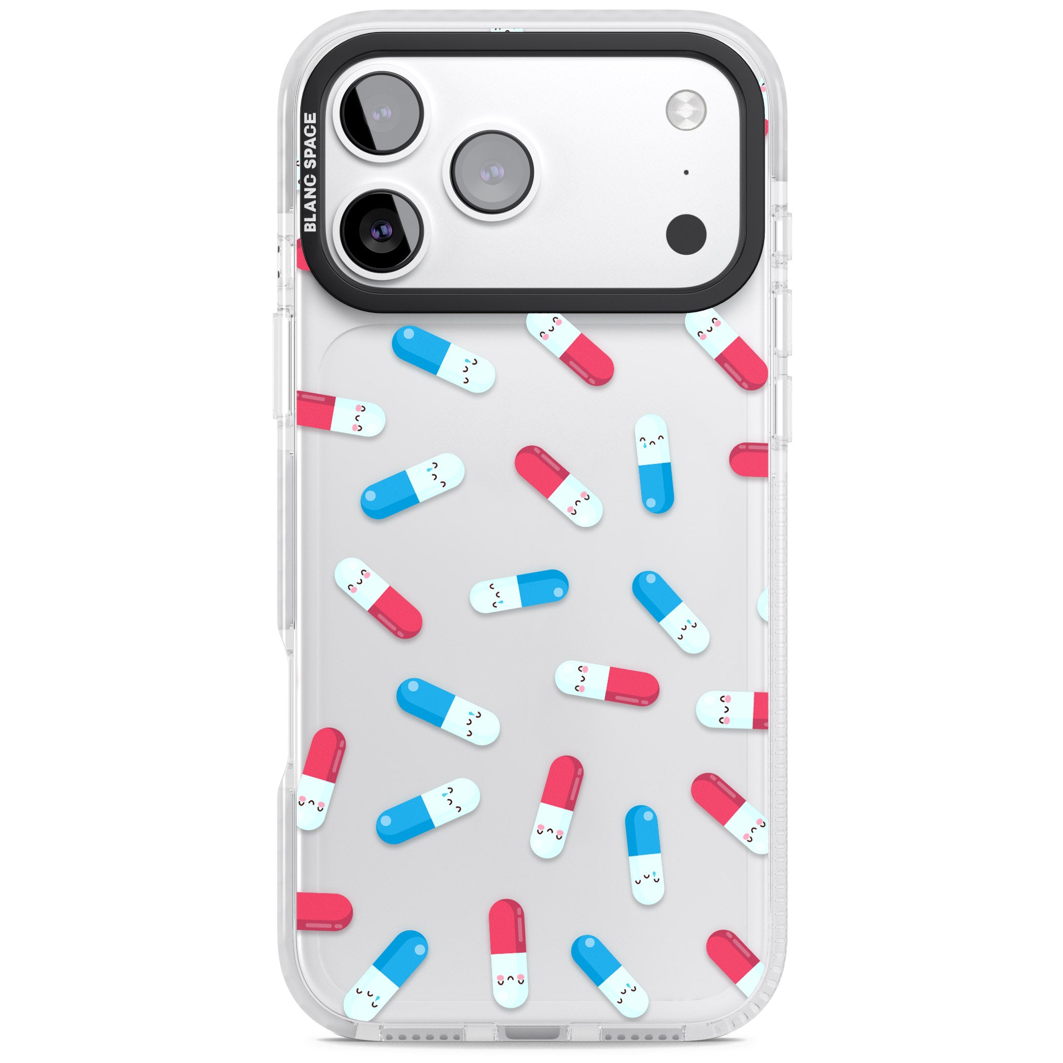 Kawaii Pill Pattern iPhone 17 Pro Max Impact Clear Phone Case
