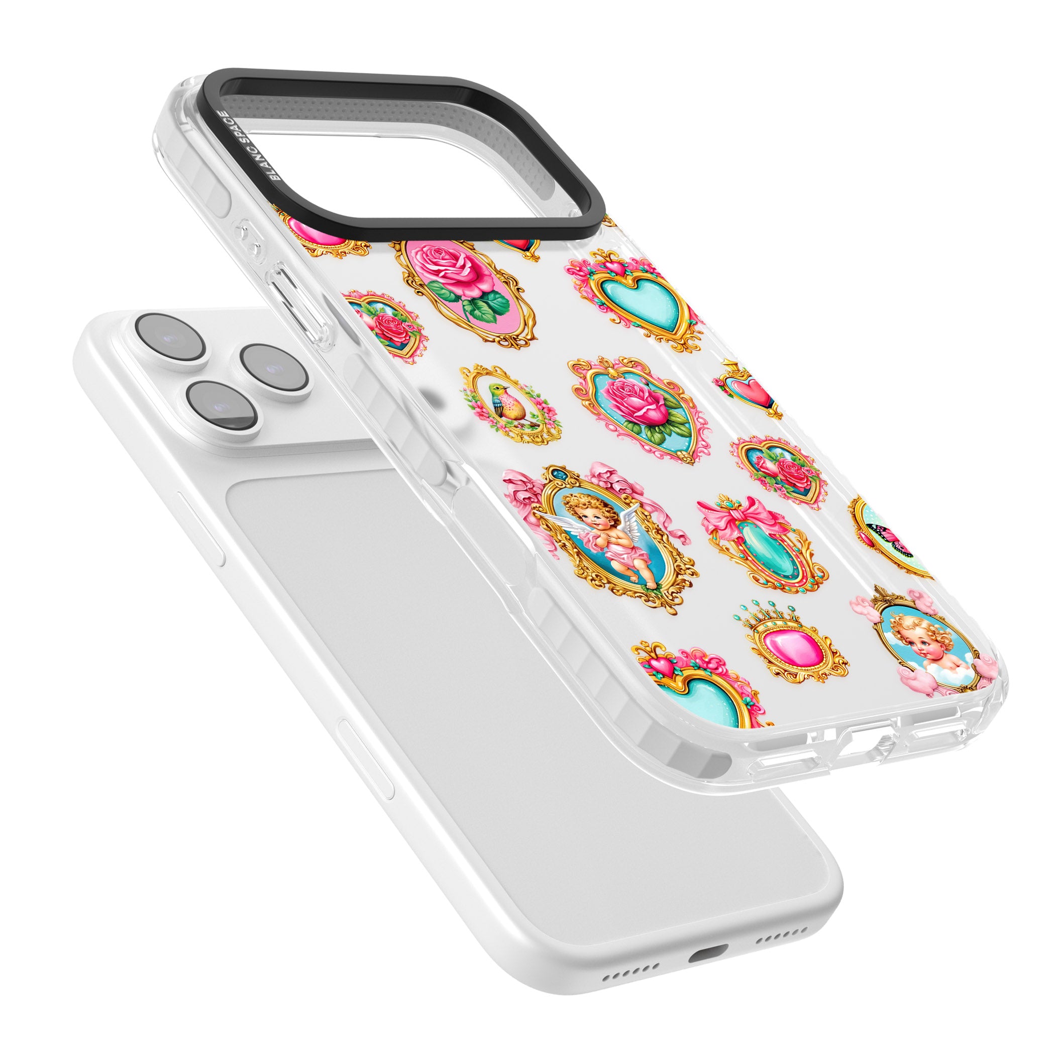 Angelcore Hearts Frames iPhone 17 Pro Max Impact Clear Phone Case Colours