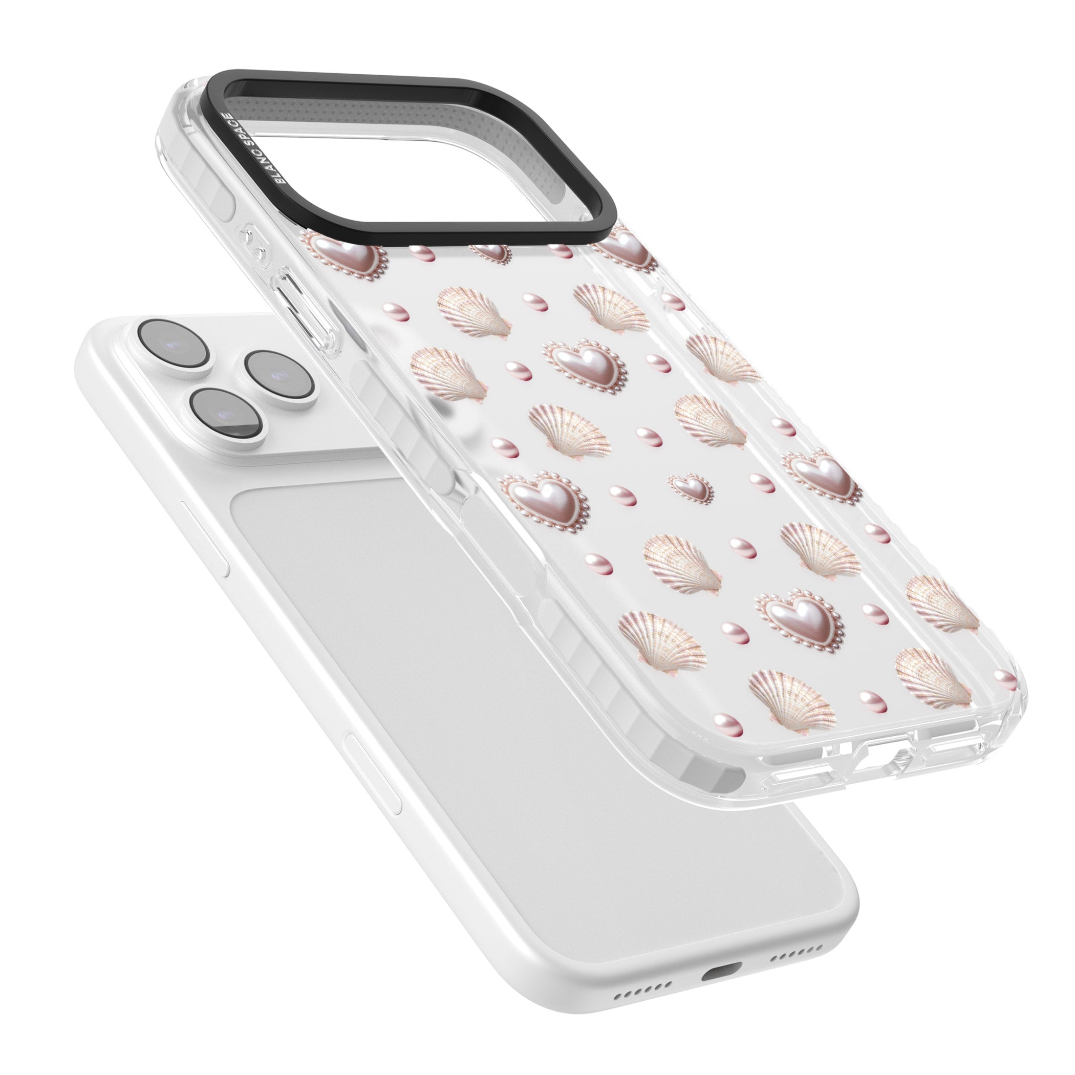 Pearl Hearts iPhone 17 Pro Max Impact Clear Phone Case Colours