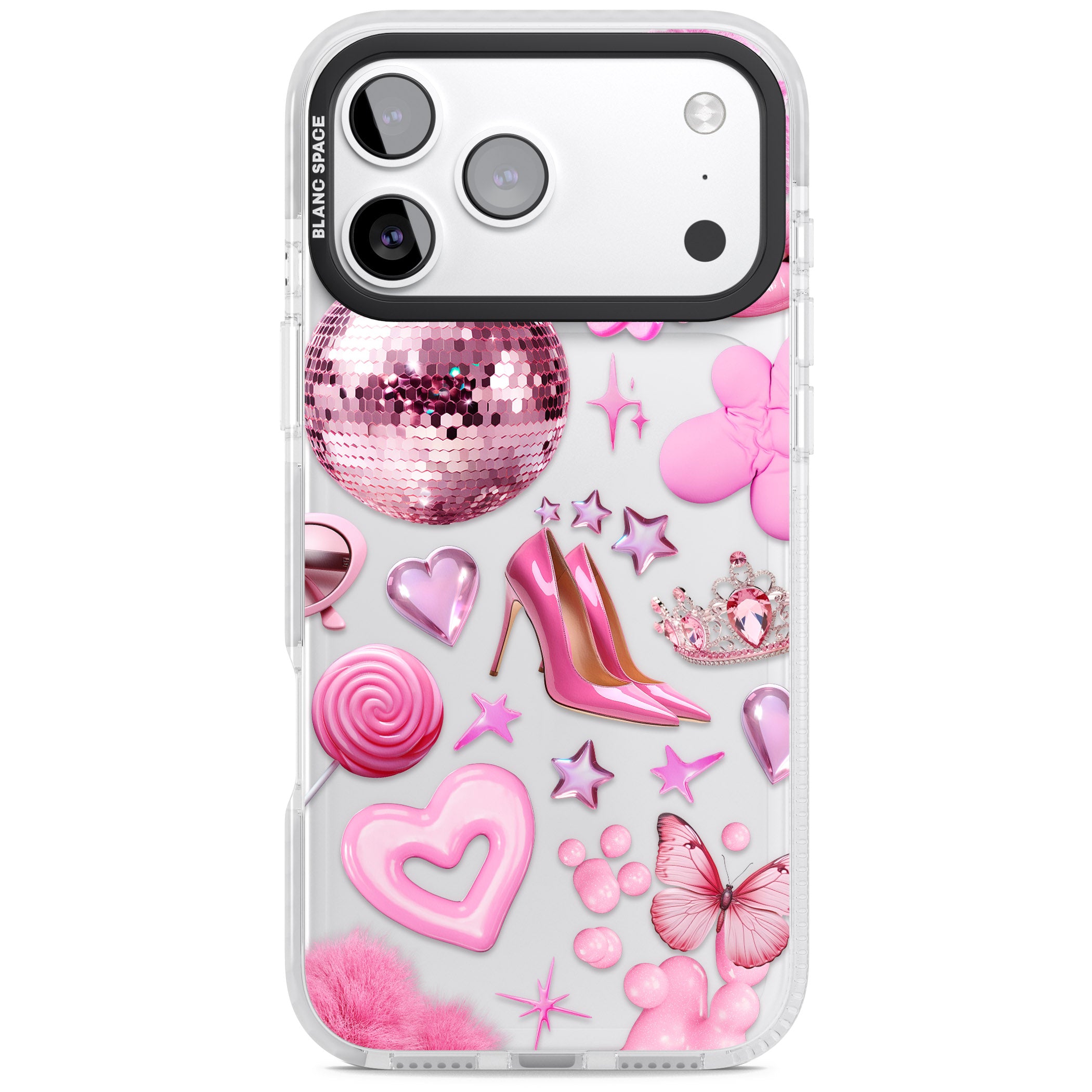 Pink Glam iPhone 17 Pro Max Impact Clear Phone Case