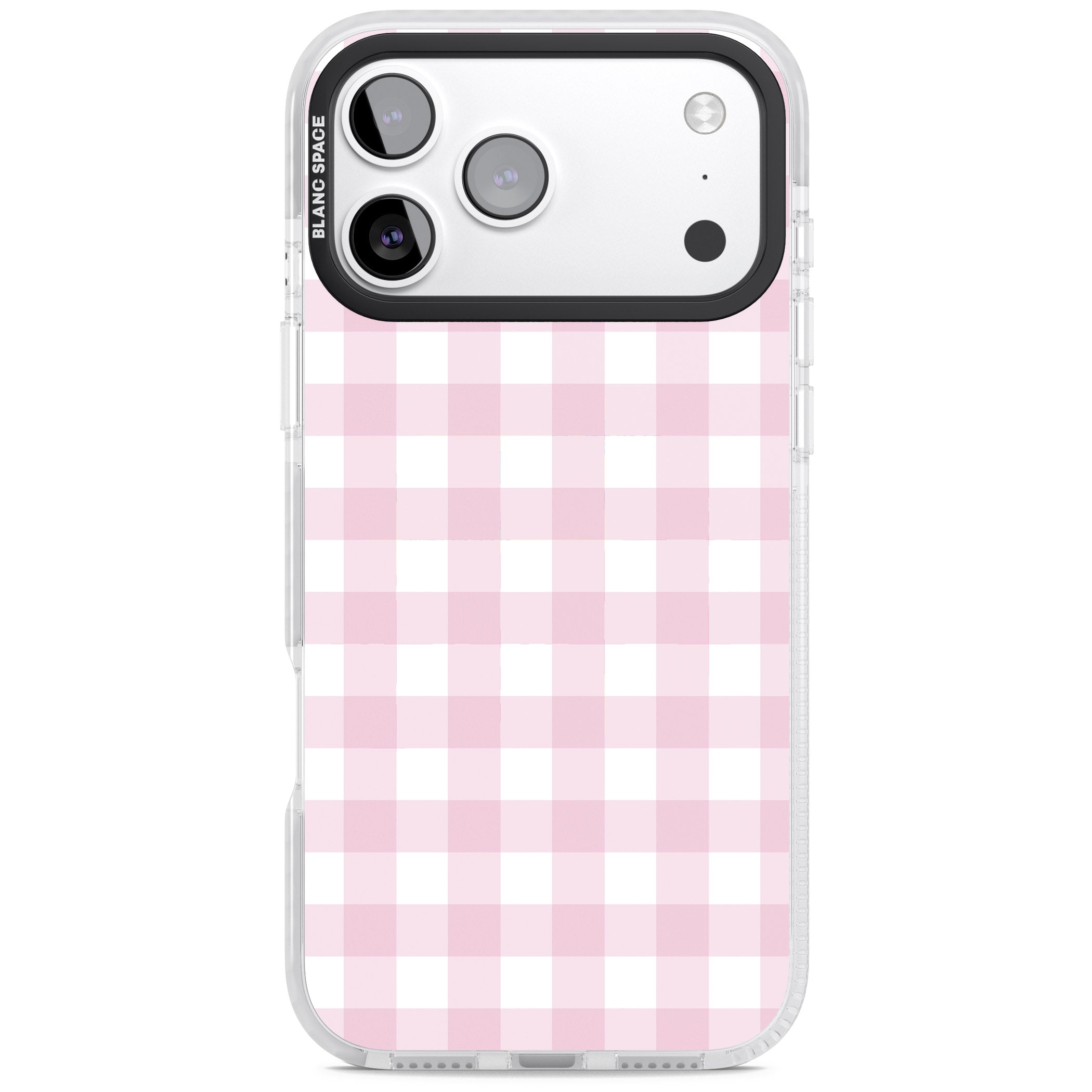 Pink Gingham Pattern iPhone 17 Pro Max Impact Clear Phone Case