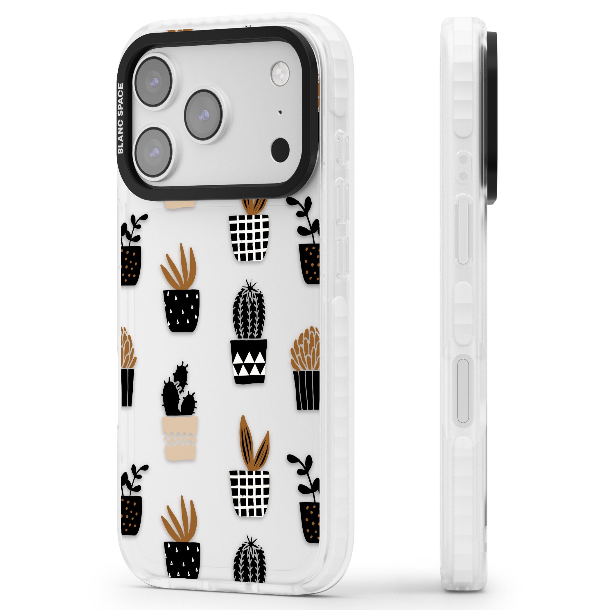 Large Mixed Plants Pattern Clear iPhone 17 Pro Impact Clear Phone Case Side Profile