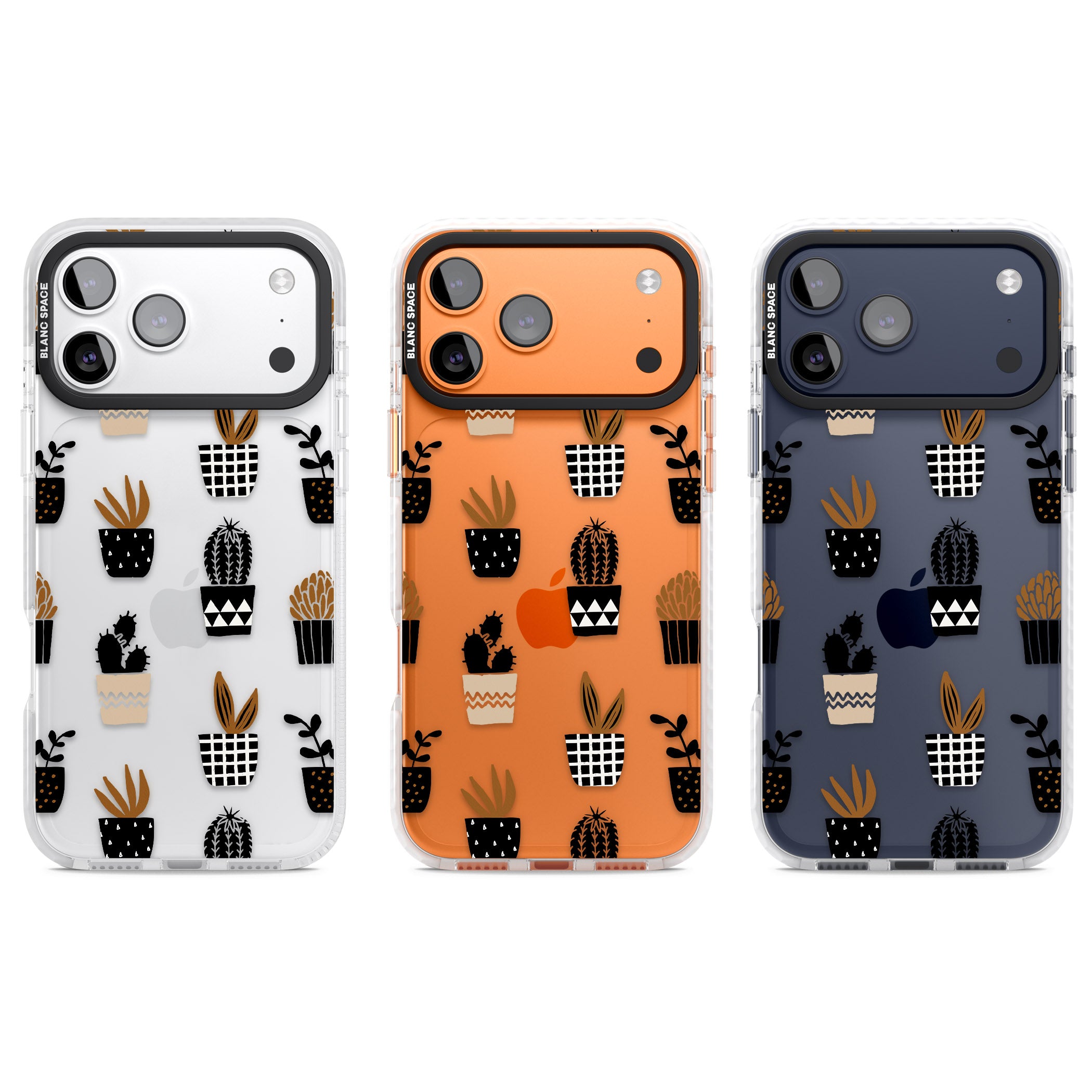 Large Mixed Plants Pattern Clear iPhone 17 Pro Impact Clear Phone Case APT Impact Protection