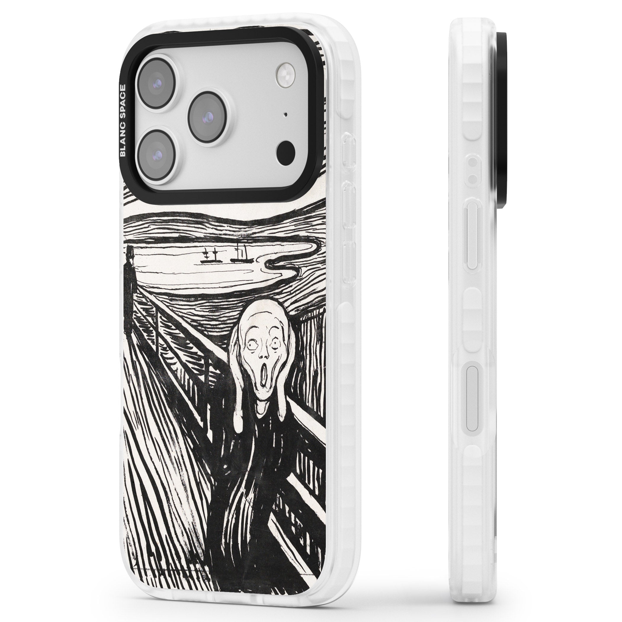 The Scream iPhone 17 Pro Max Impact Clear Phone Case Side Profile