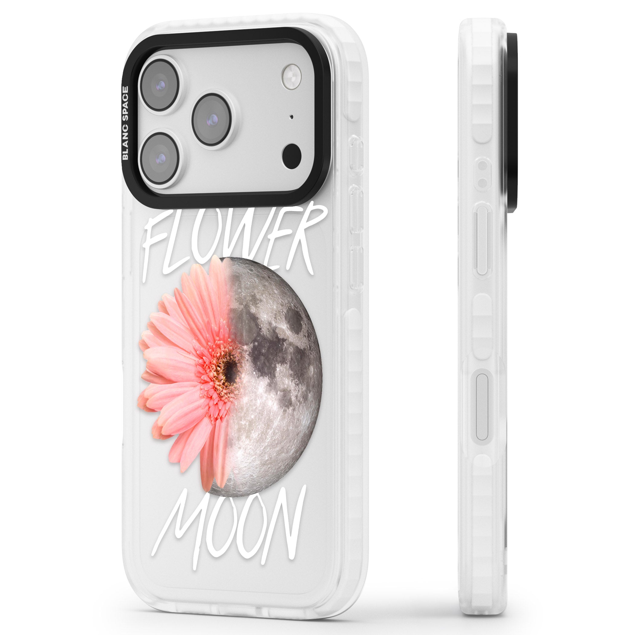 Flower Moon iPhone 17 Pro Max Impact Clear Phone Case Side Profile