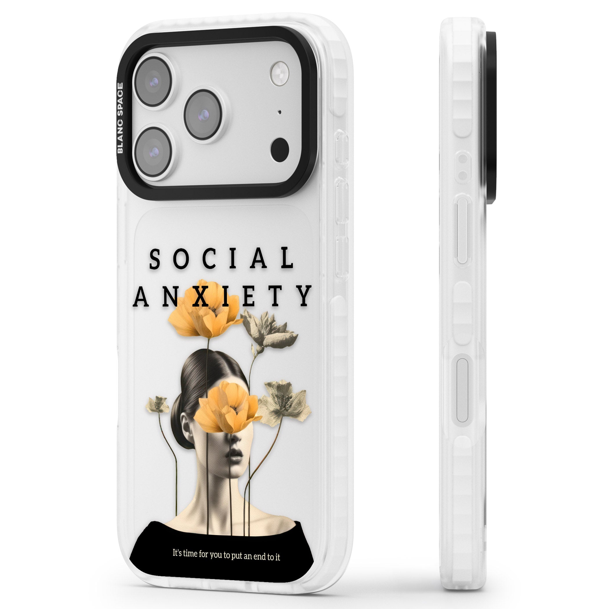 Social Anxiety iPhone 17 Pro Impact Clear Phone Case Side Profile