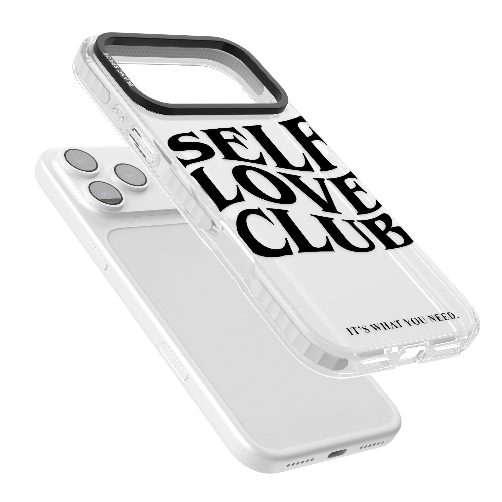 Self Love Club Black iPhone 17 Pro Impact Clear Phone Case Colours