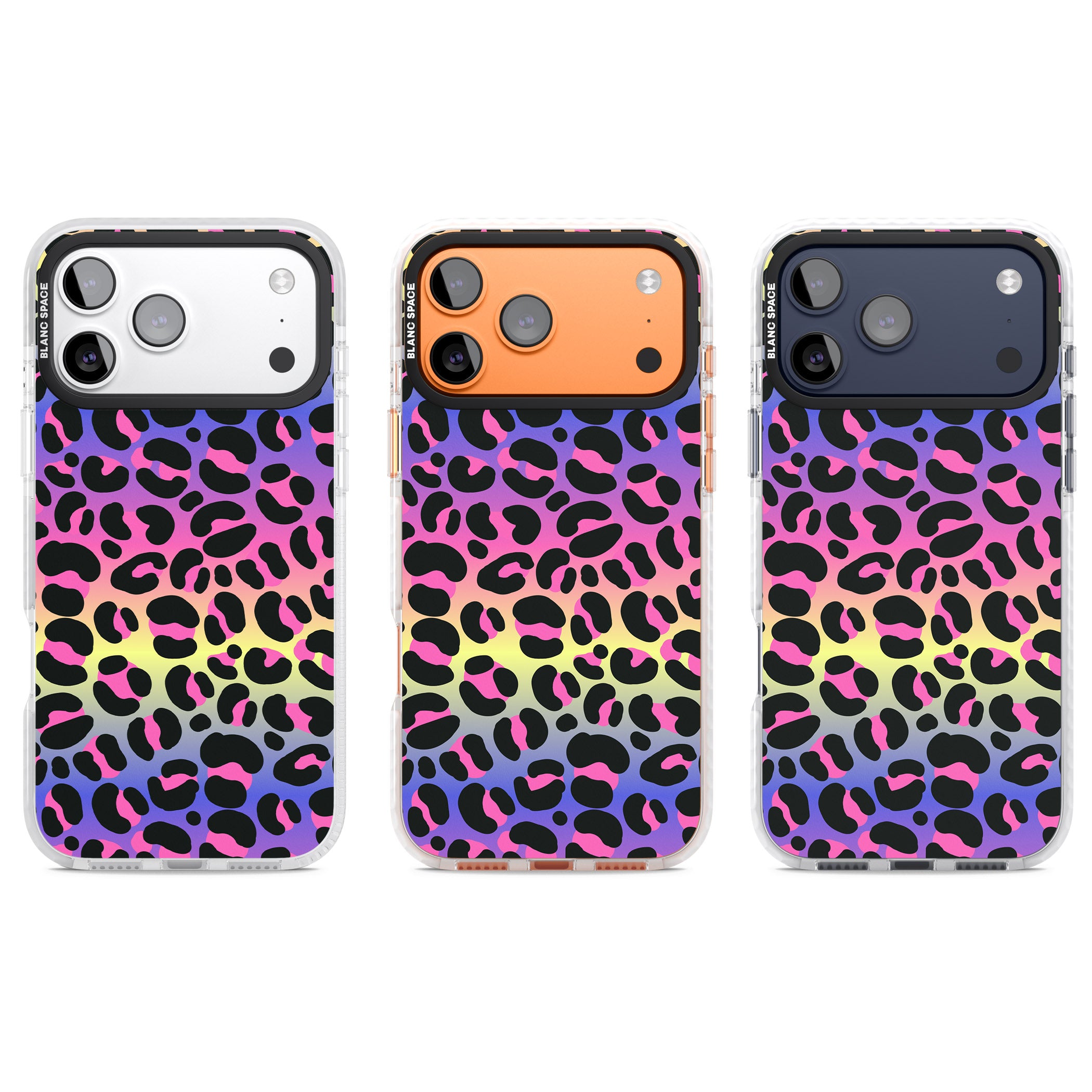 Rainbow Gradient Leopard iPhone 17 Pro Impact Clear Phone Case APT Impact Protection
