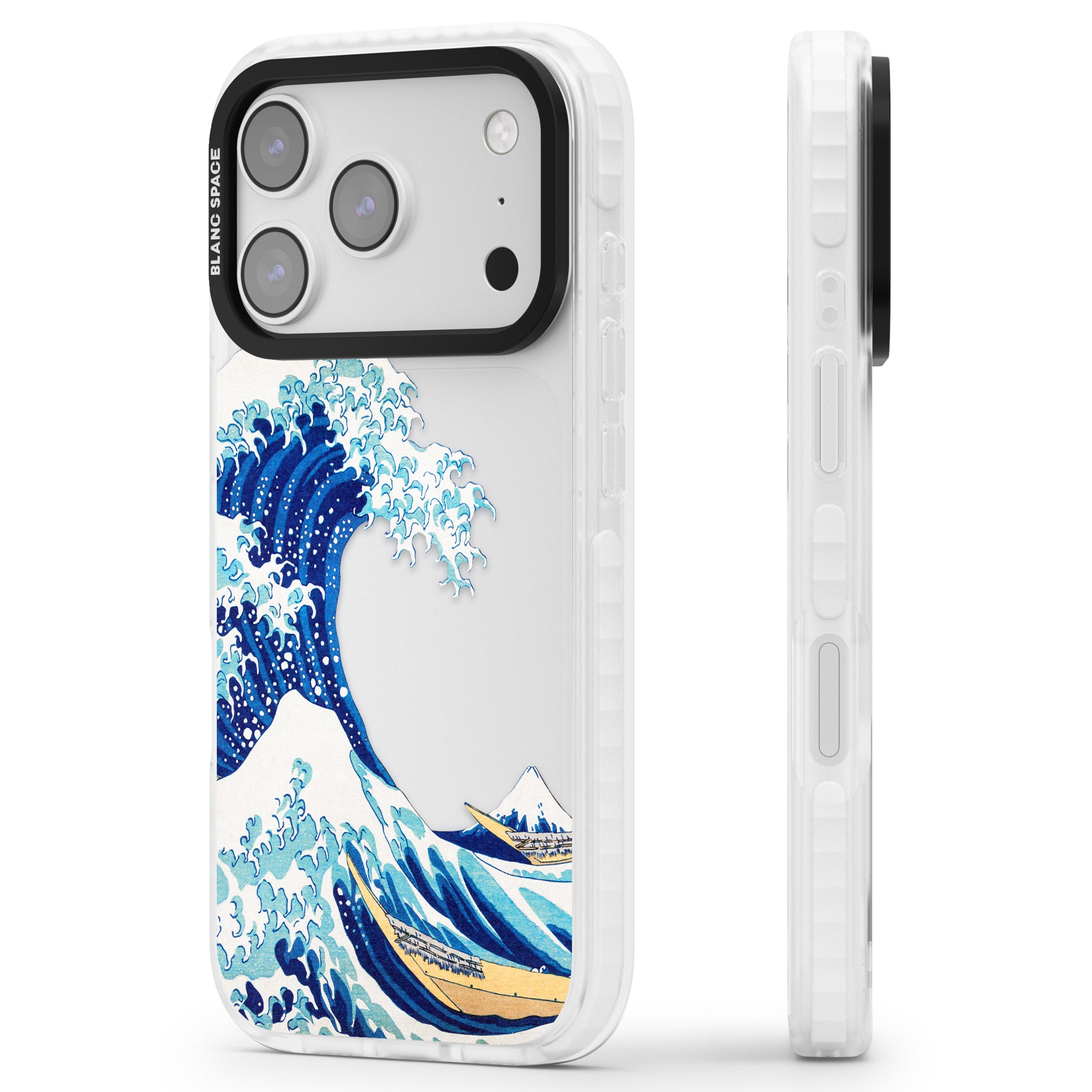 The Great Wave Of Kanagawa iPhone 17 Pro Impact Clear Phone Case Side Profile