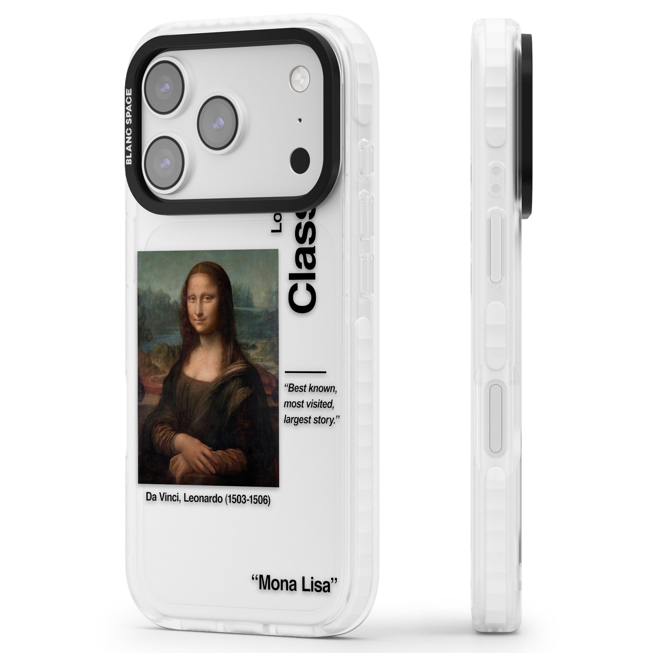 Mona Lisa Leonardo Da Vinci iPhone 17 Pro Max Impact Clear Phone Case Side Profile