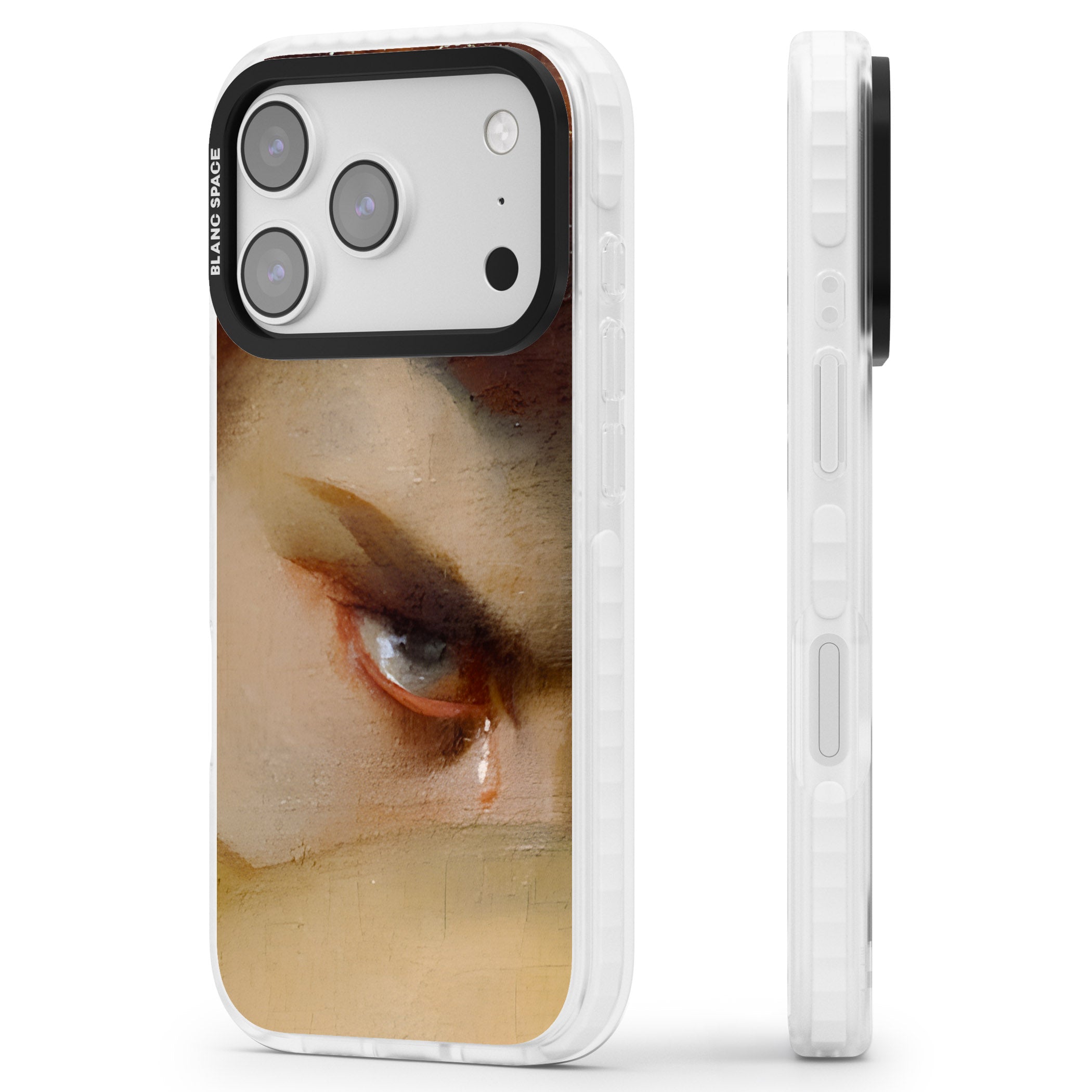 Fallen Angel iPhone 17 Pro Impact Clear Phone Case Side Profile