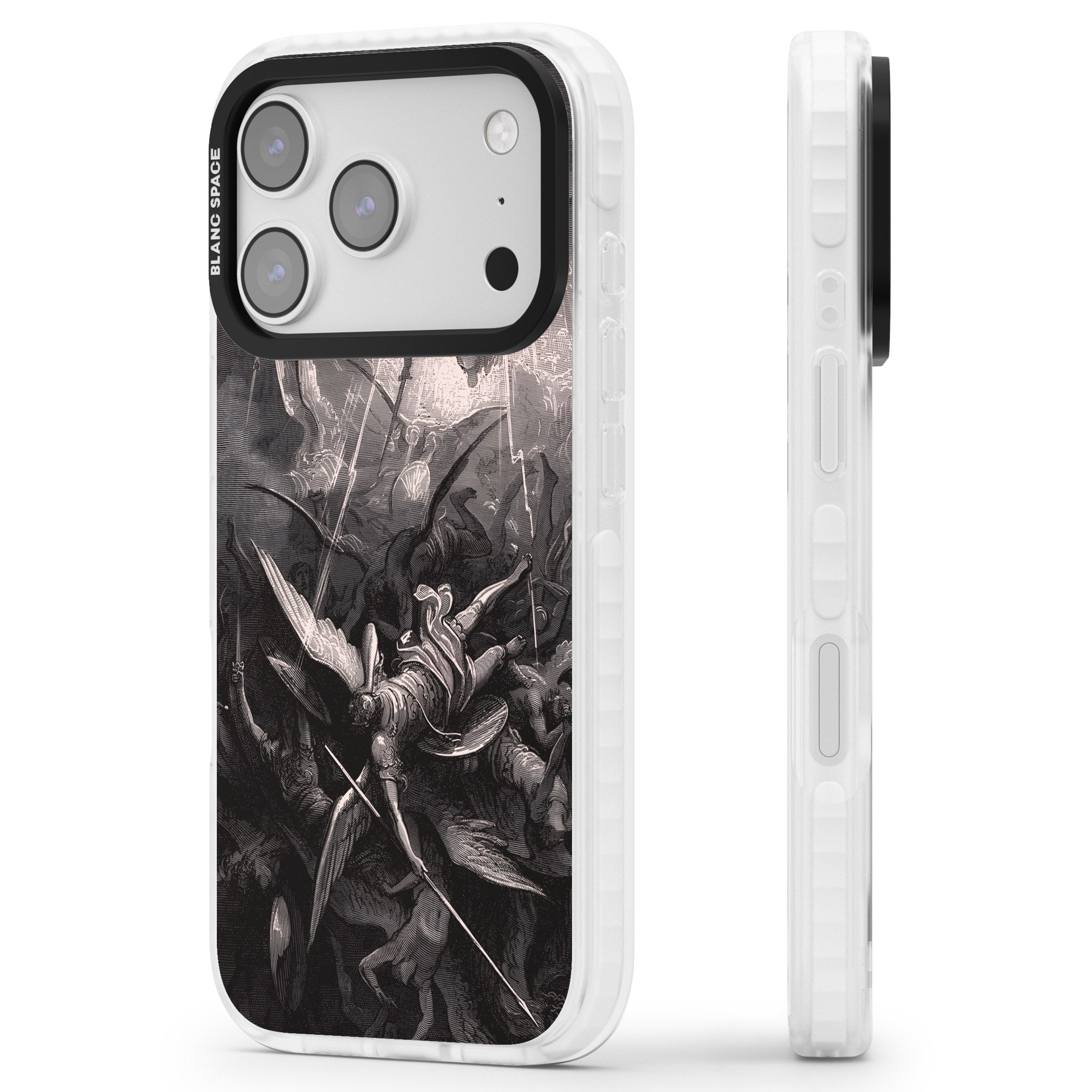 Paradise Lost iPhone 17 Pro Impact Clear Phone Case Side Profile