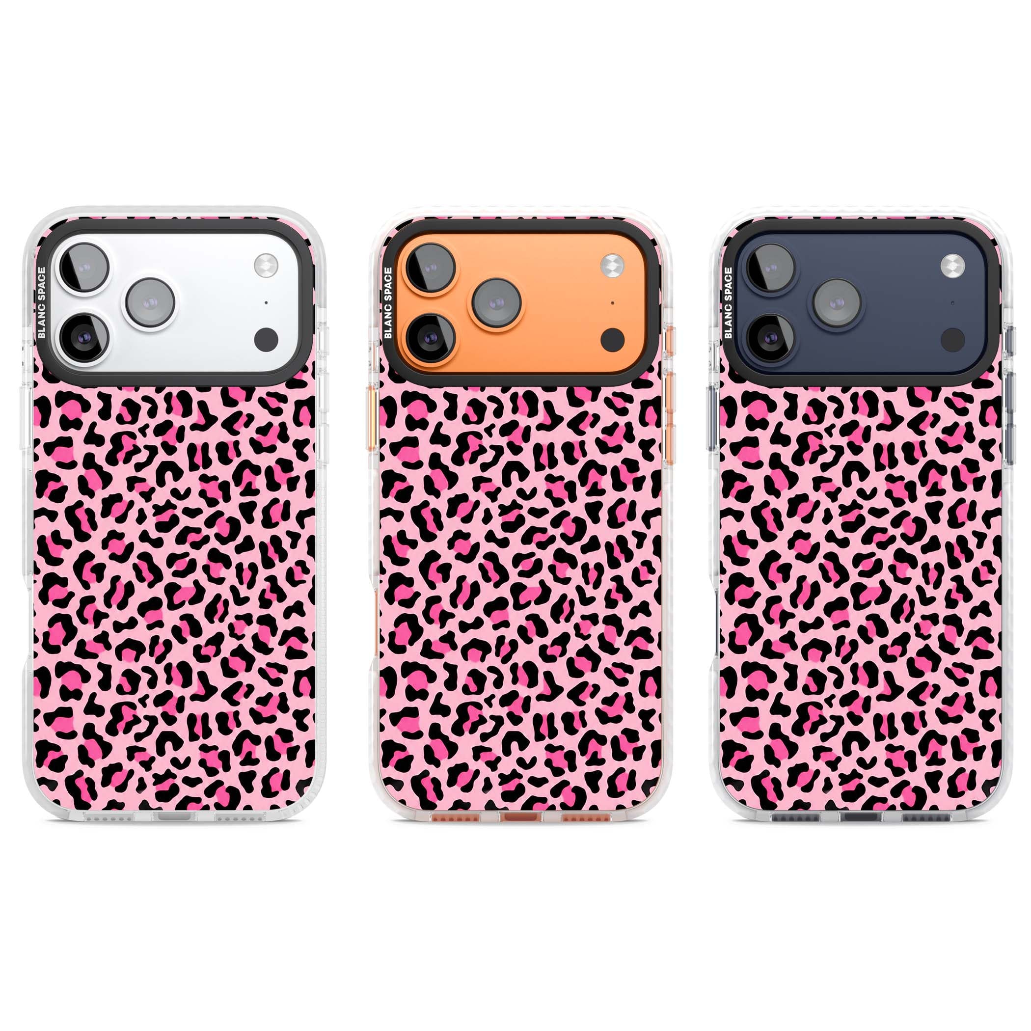Pink Leopard baddie iPhone case | Black Impact case for iPhone 17 Pro, iPhone 17 Pro Max