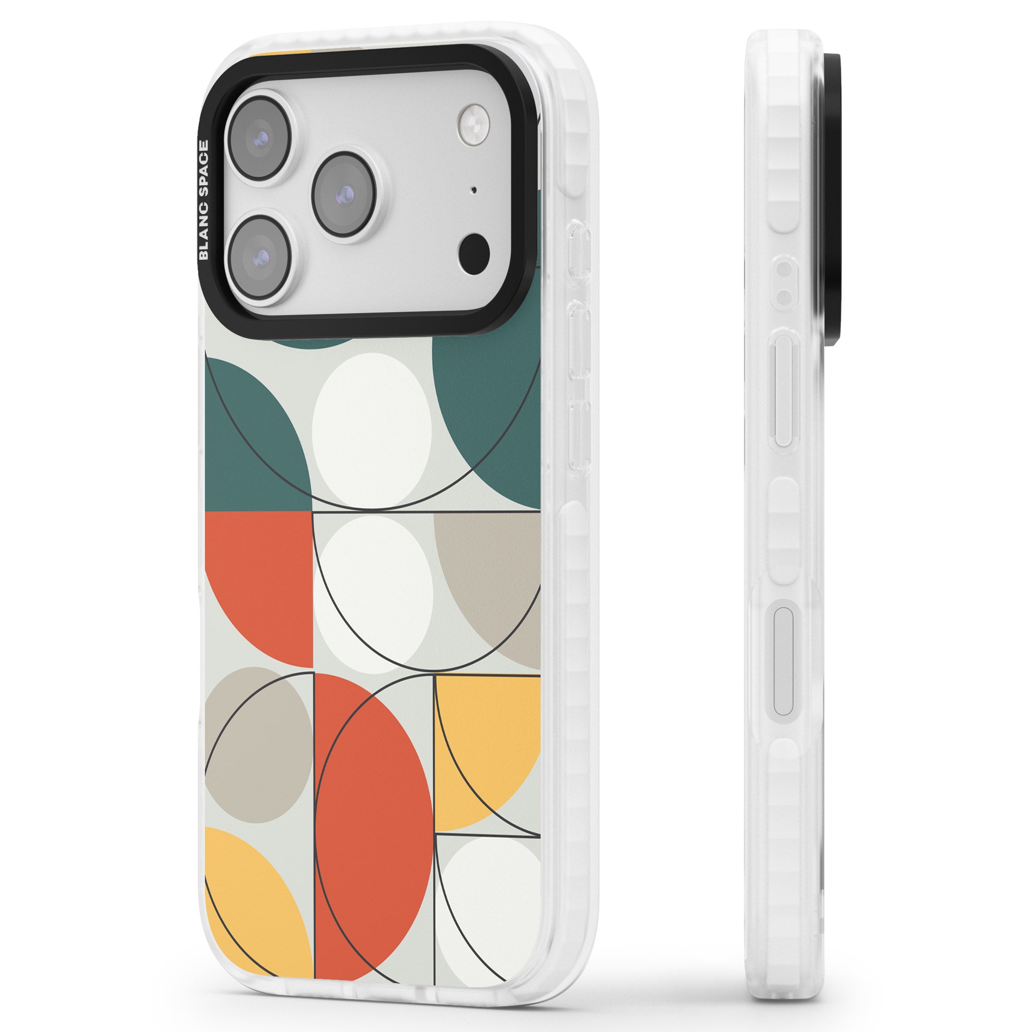 Modern Abstract Circle iPhone 17 Pro Impact Clear Phone Case Side Profile
