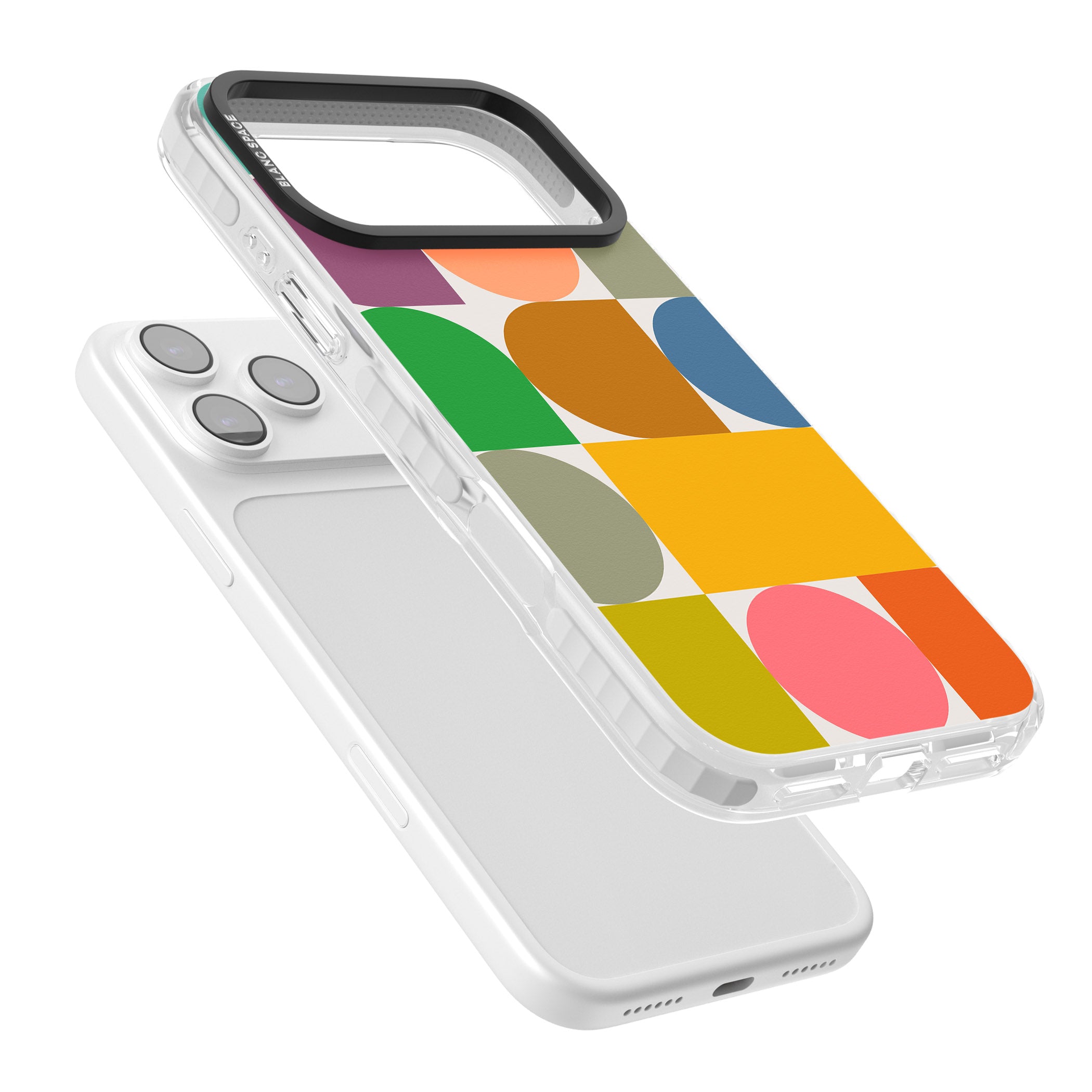 Retro Colorful Shapes iPhone 17 Pro Impact Clear Phone Case Colours