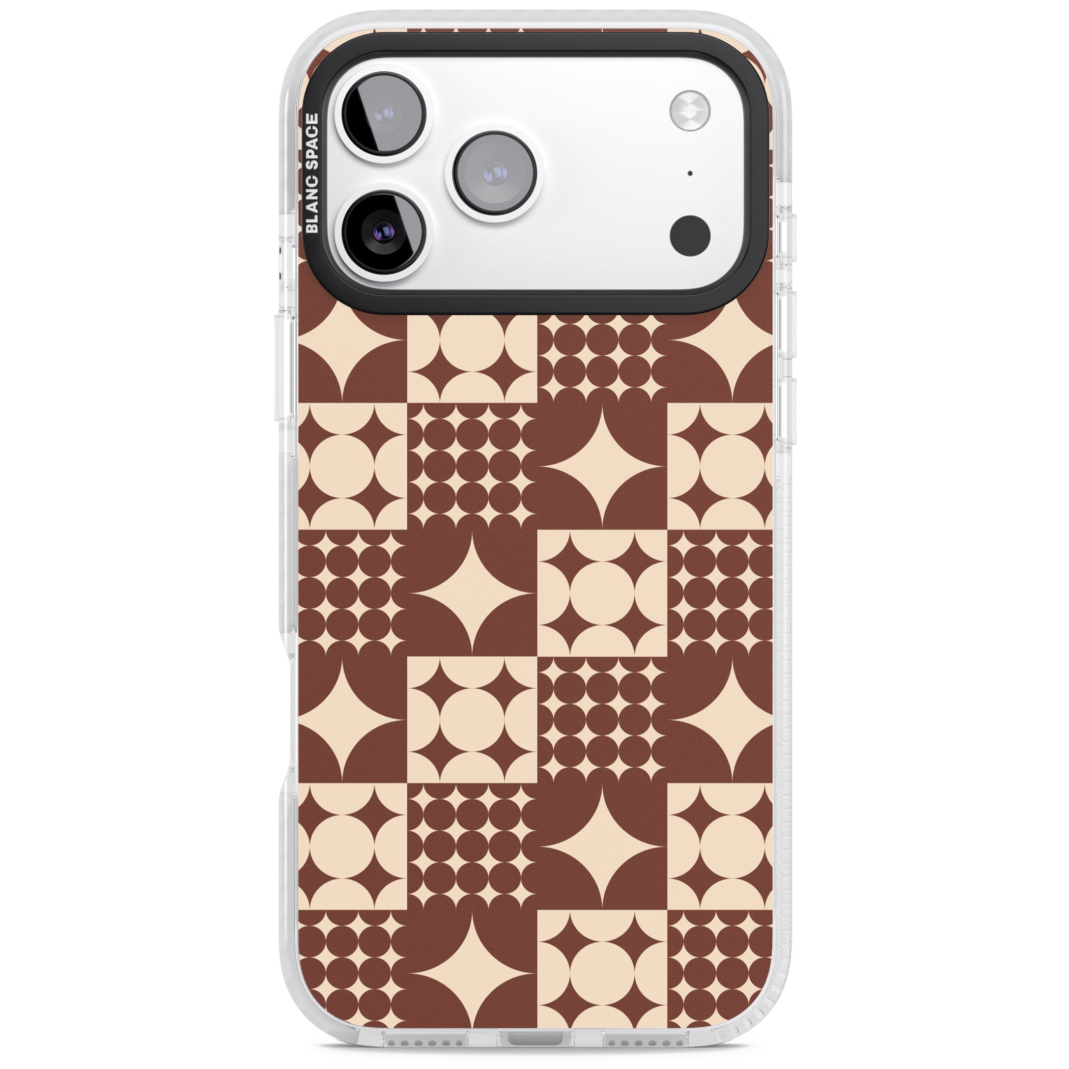 Mid Century Brown Checked iPhone 17 Pro Max Impact Clear Phone Case