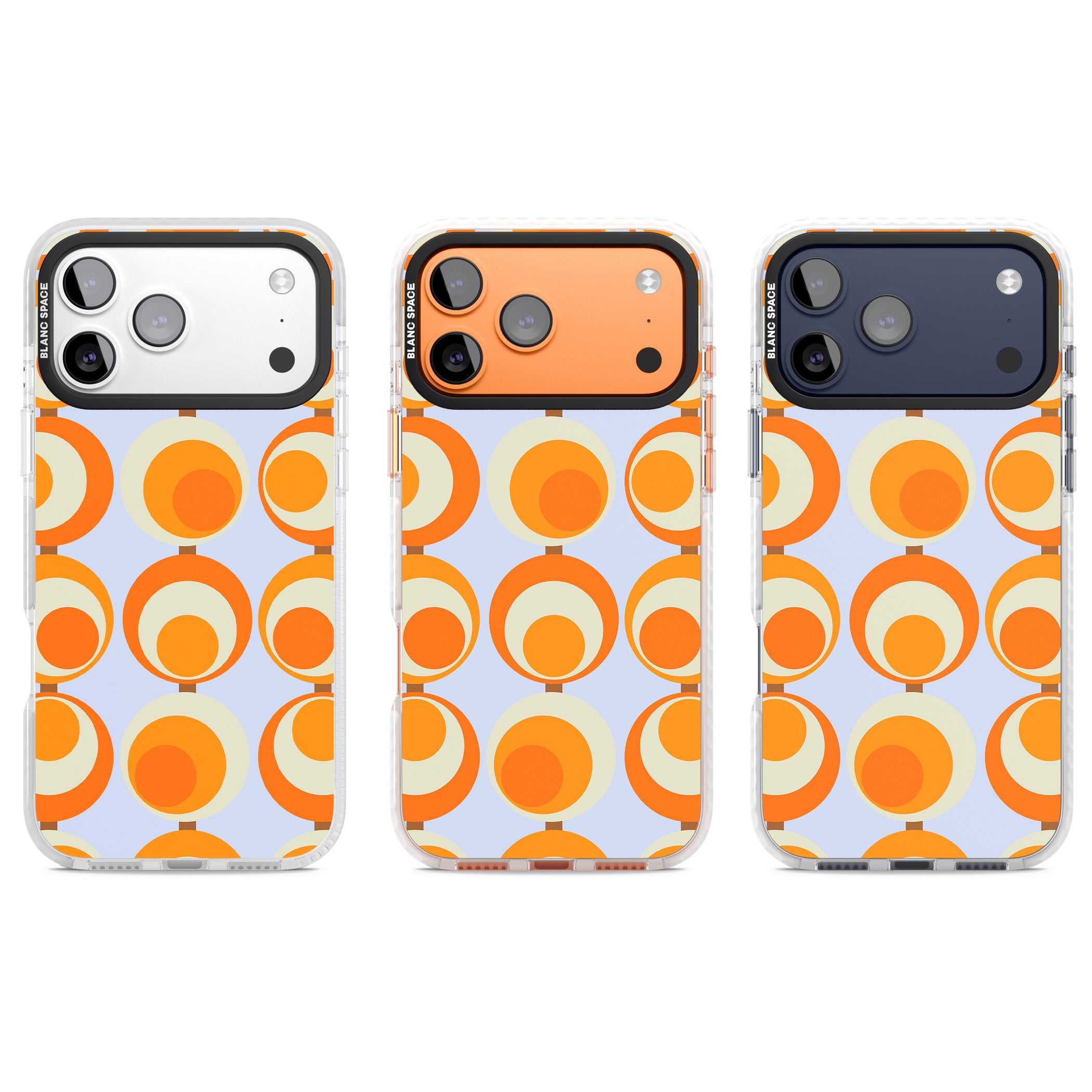 Mid Century Blue Orange Pattern iPhone 17 Pro Impact Clear Phone Case APT Impact Protection