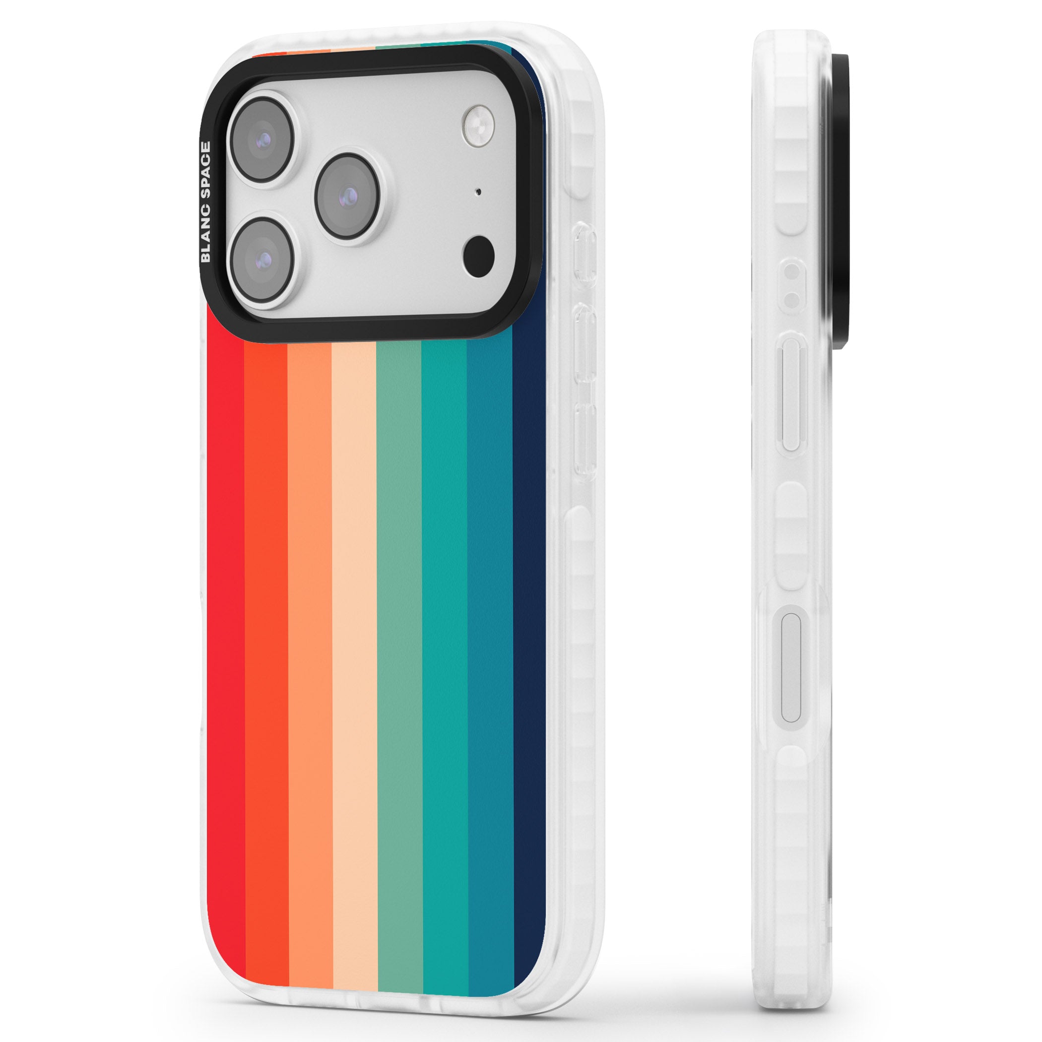 Retro 70'S Colour Palette iPhone 17 Pro Impact Clear Phone Case Side Profile