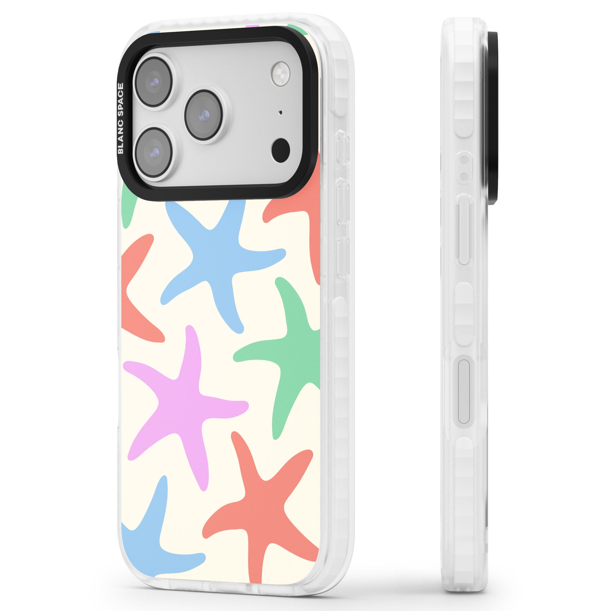 Pastel Starfish iPhone 17 Pro Impact Clear Phone Case Side Profile