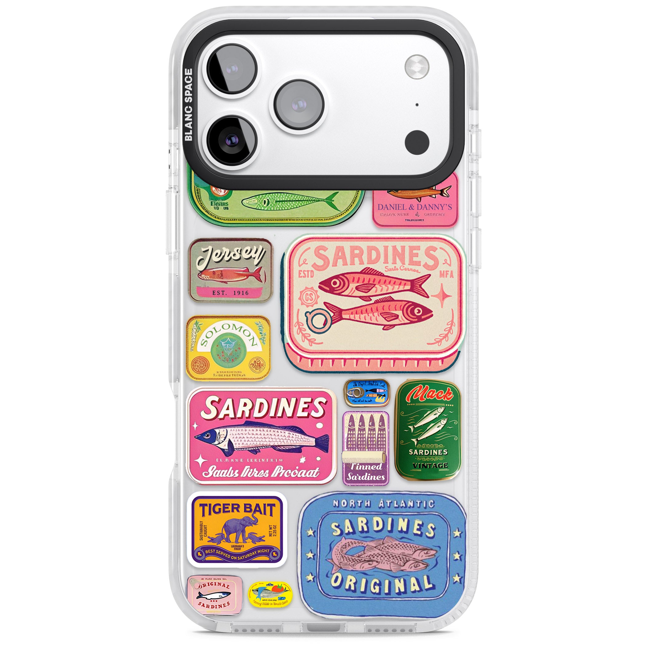 Vintage Sardine Tins iPhone 17 Pro Impact Clear Phone Case