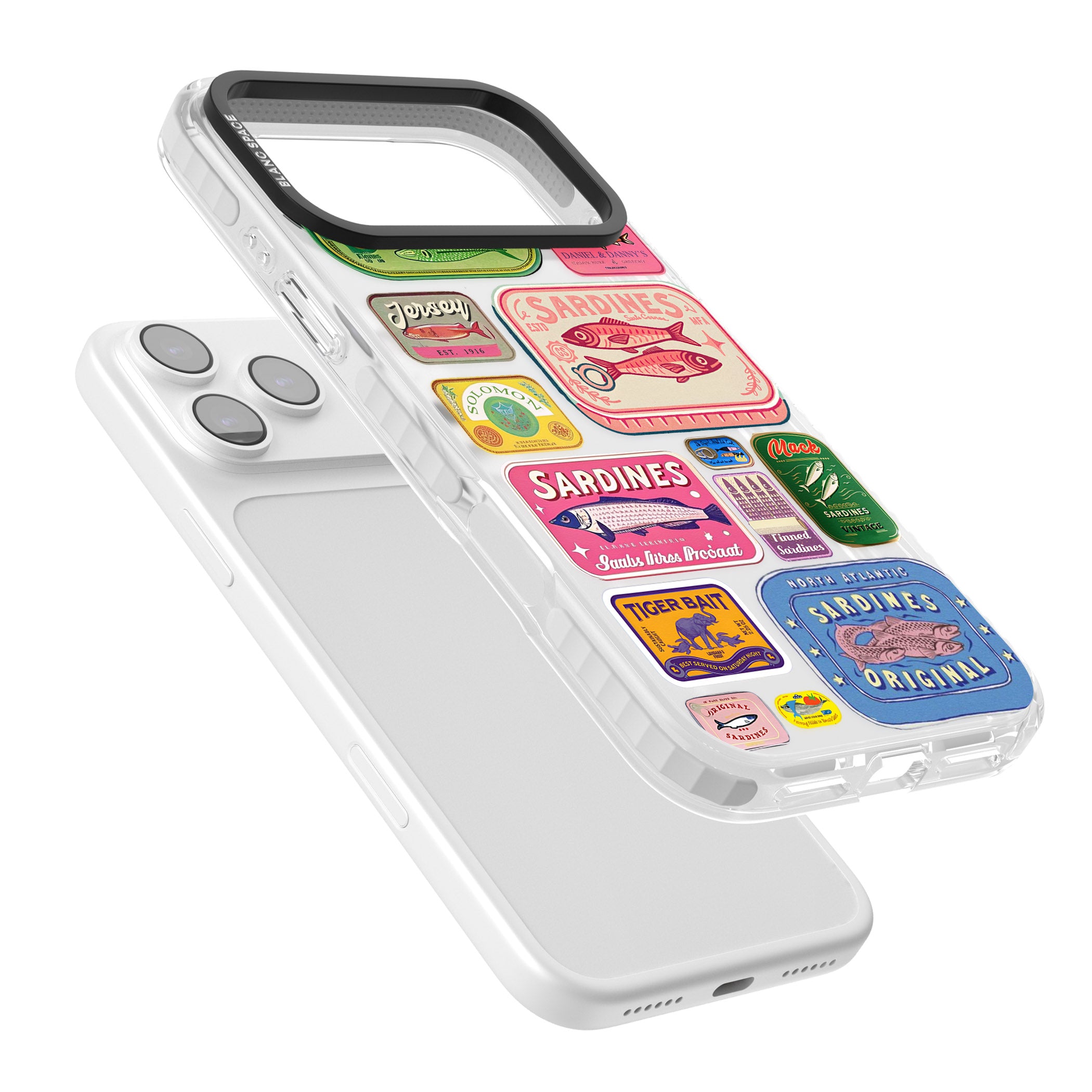 Vintage Sardine Tins iPhone 17 Pro Max Impact Clear Phone Case Colours