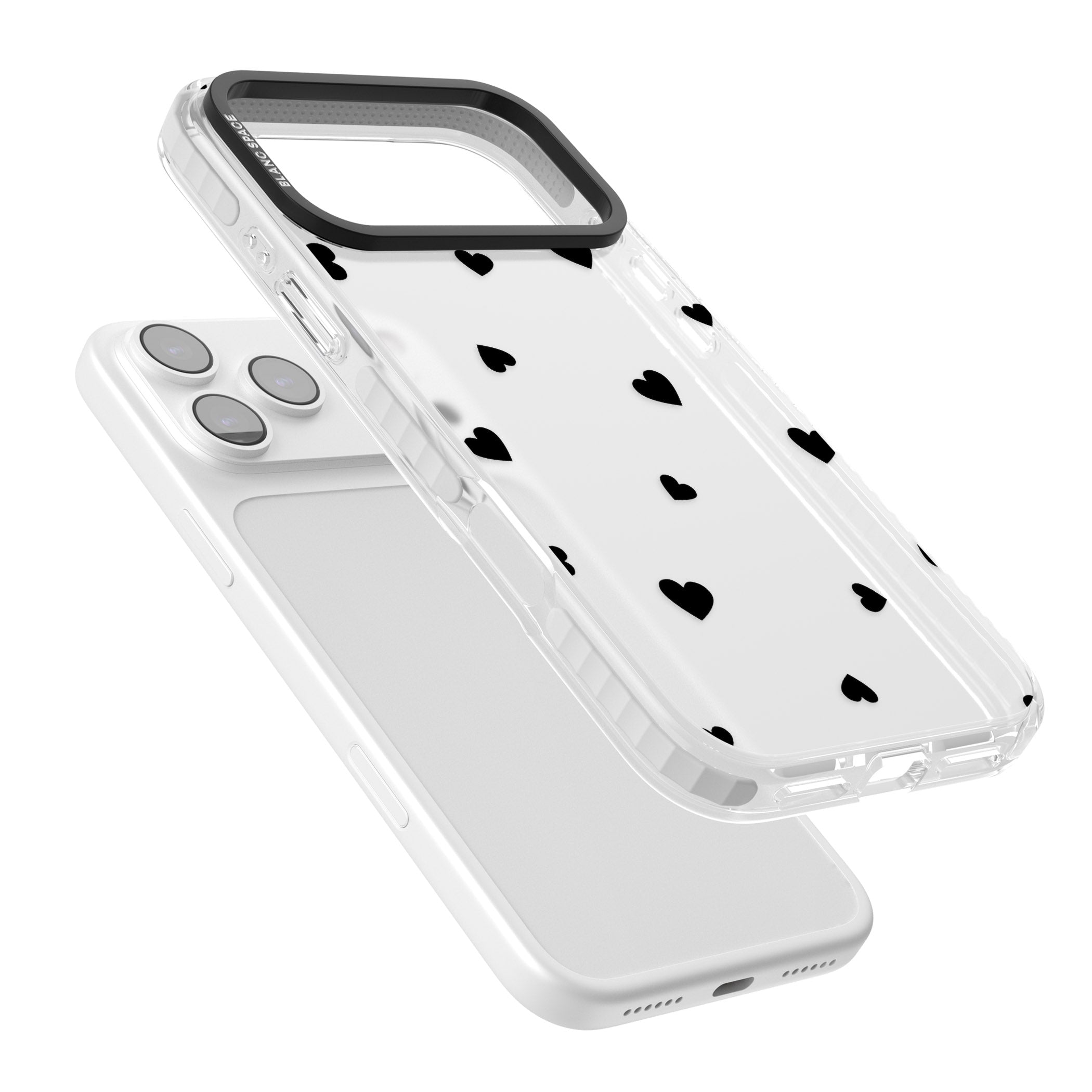 Black Hearts iPhone 17 Pro Max Impact Clear Phone Case Colours