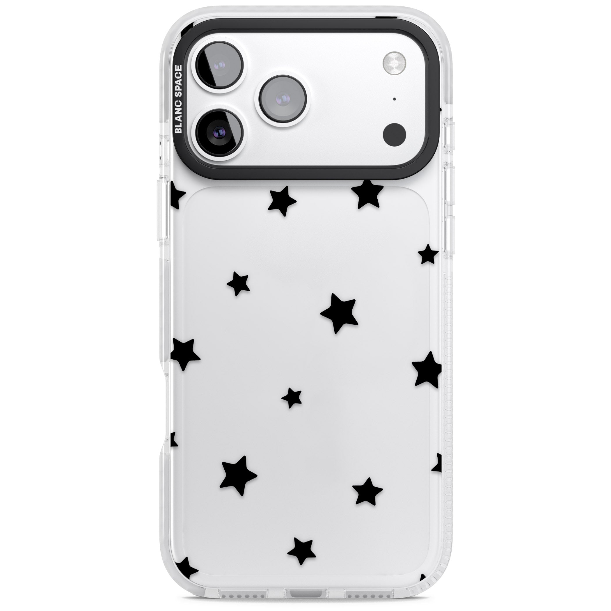 Starry Night Black Stars iPhone 17 Pro Impact Clear Phone Case
