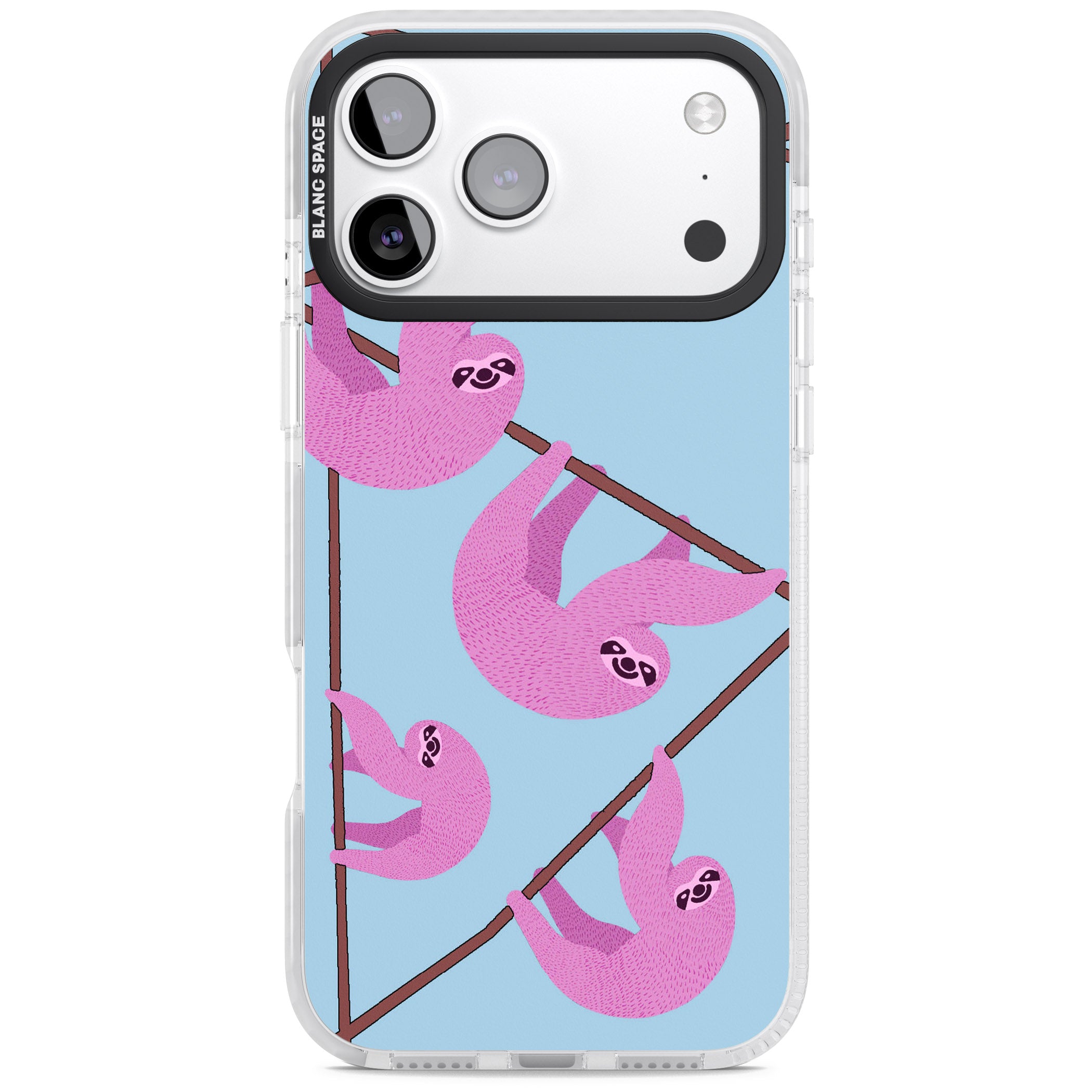 Pink Sloth iPhone 17 Pro Impact Clear Phone Case