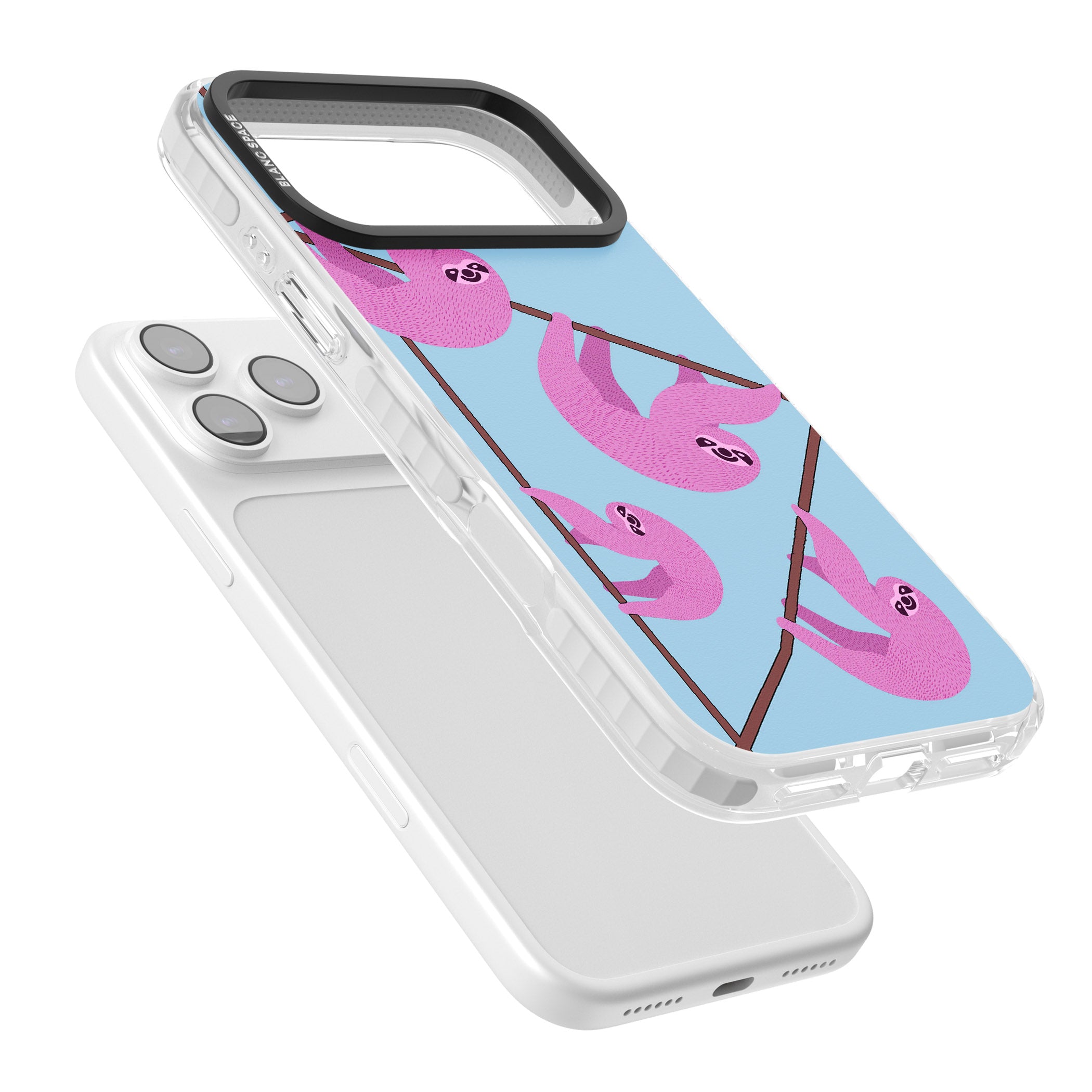Pink Sloth iPhone 17 Pro Max Impact Clear Phone Case Colours