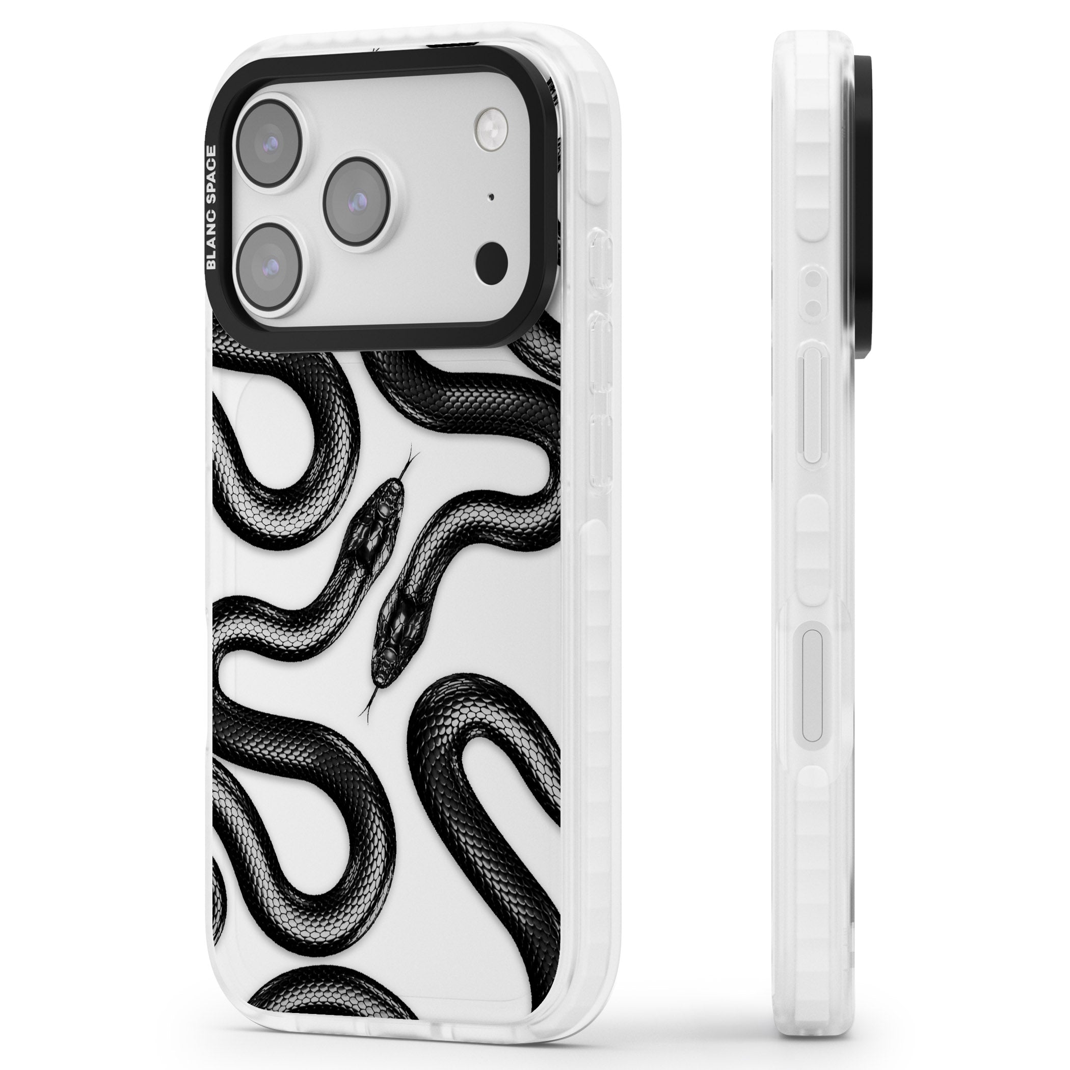 Black Kingsnake iPhone 17 Pro Max Impact Clear Phone Case Side Profile