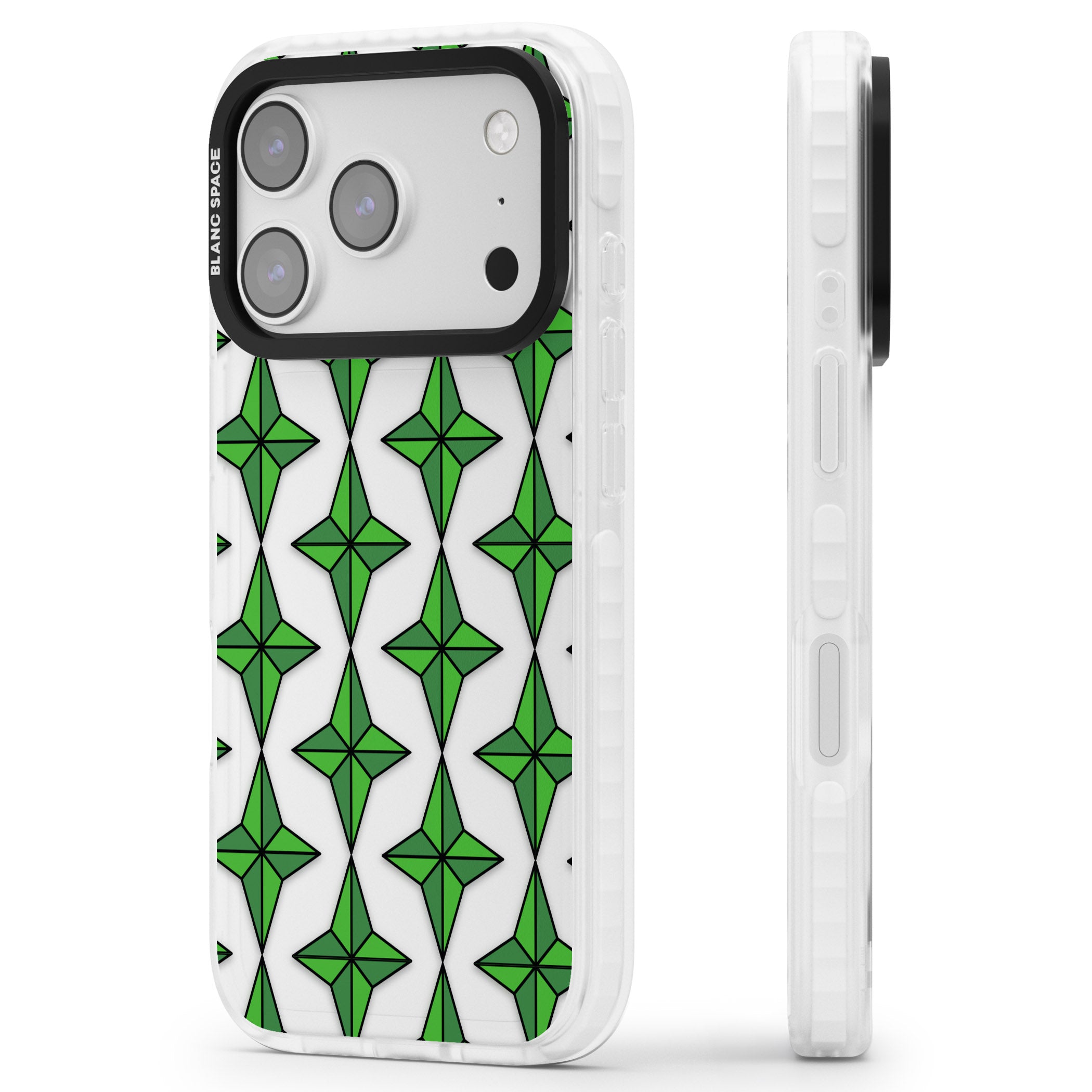Emerald Stars Pattern (Clear) iPhone 17 Pro Max Impact Clear Phone Case Side Profile