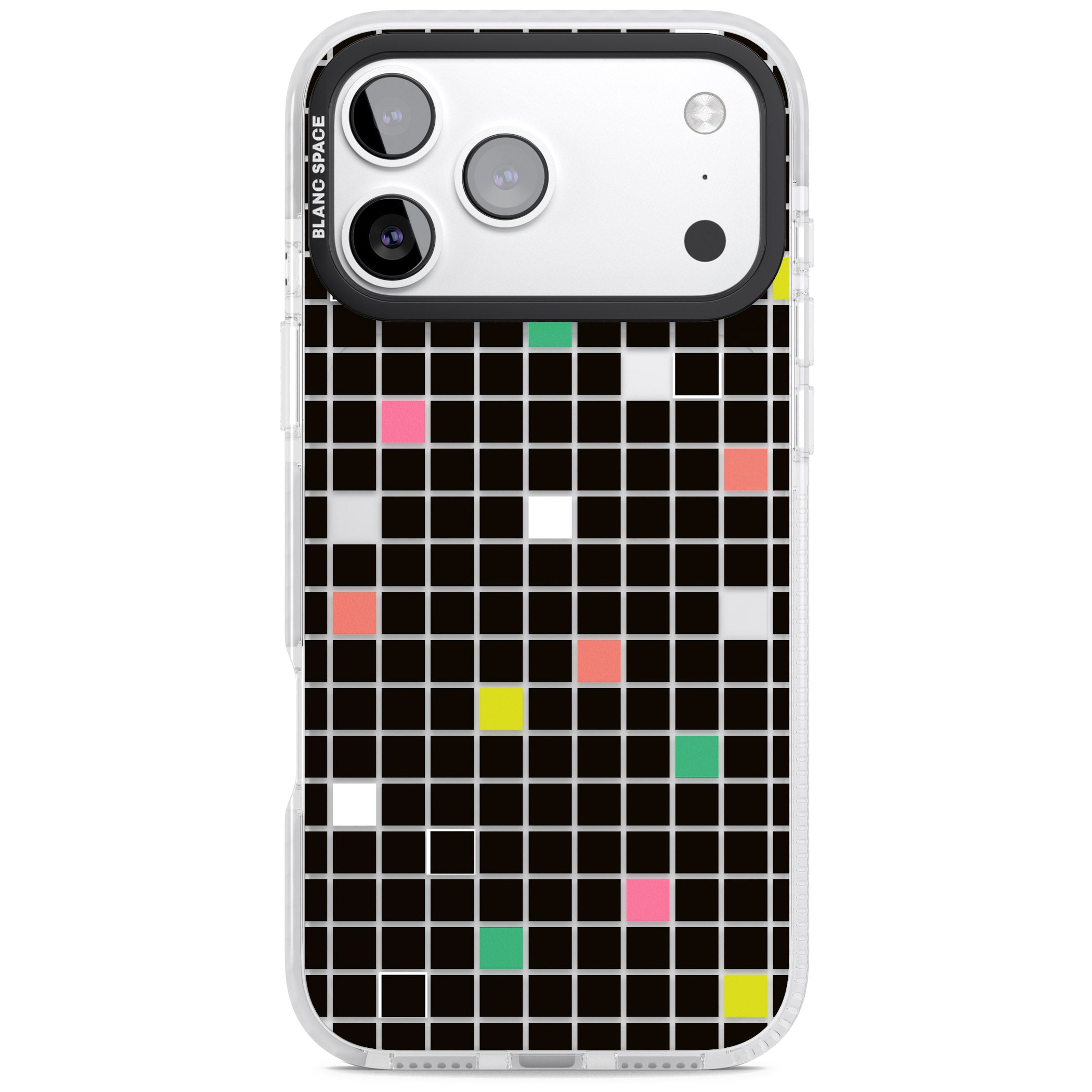 Vibrant Black Geometric Grid iPhone 17 Pro Impact Clear Phone Case