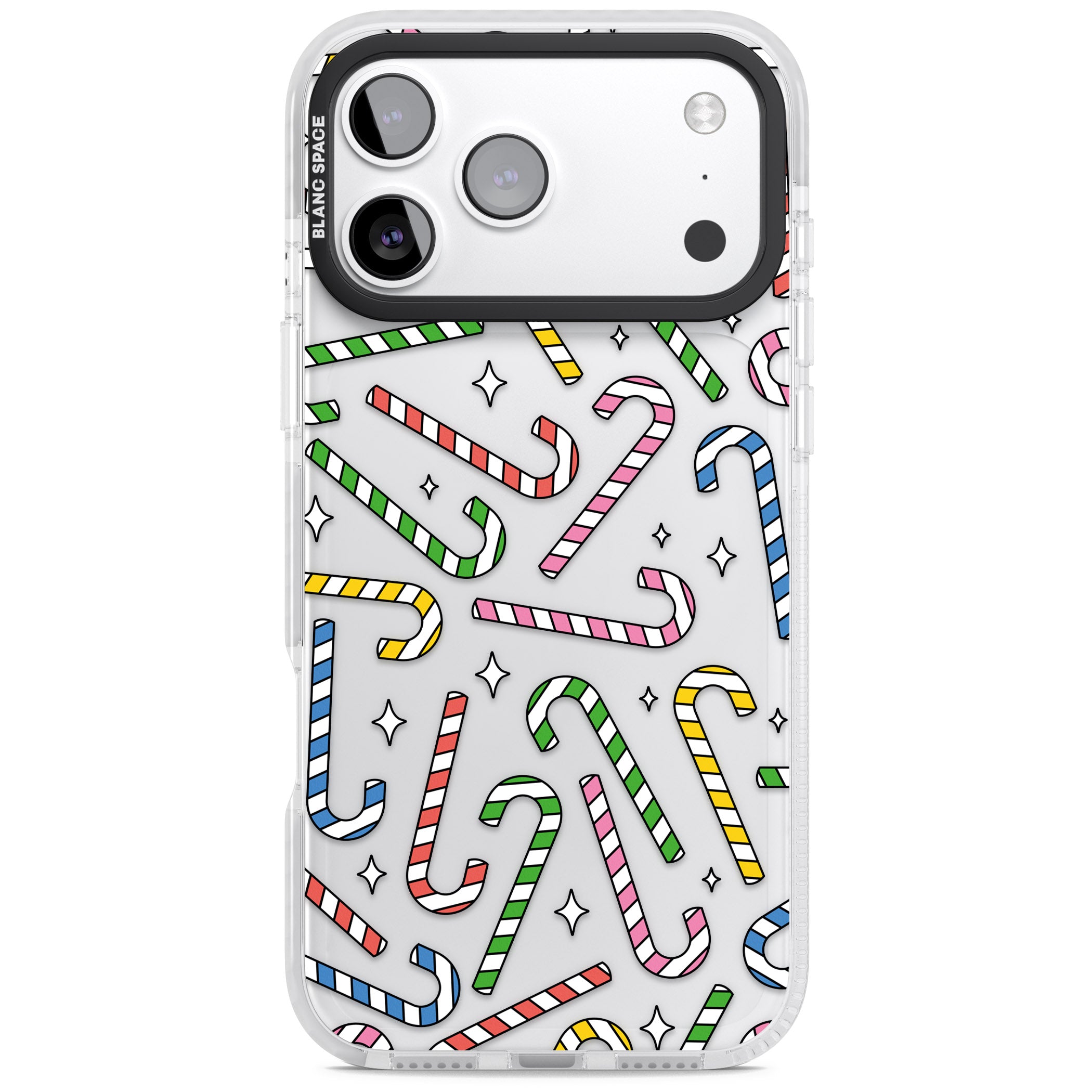 Colourful Stars & Candy Canes iPhone 17 Pro Max Impact Clear Phone Case