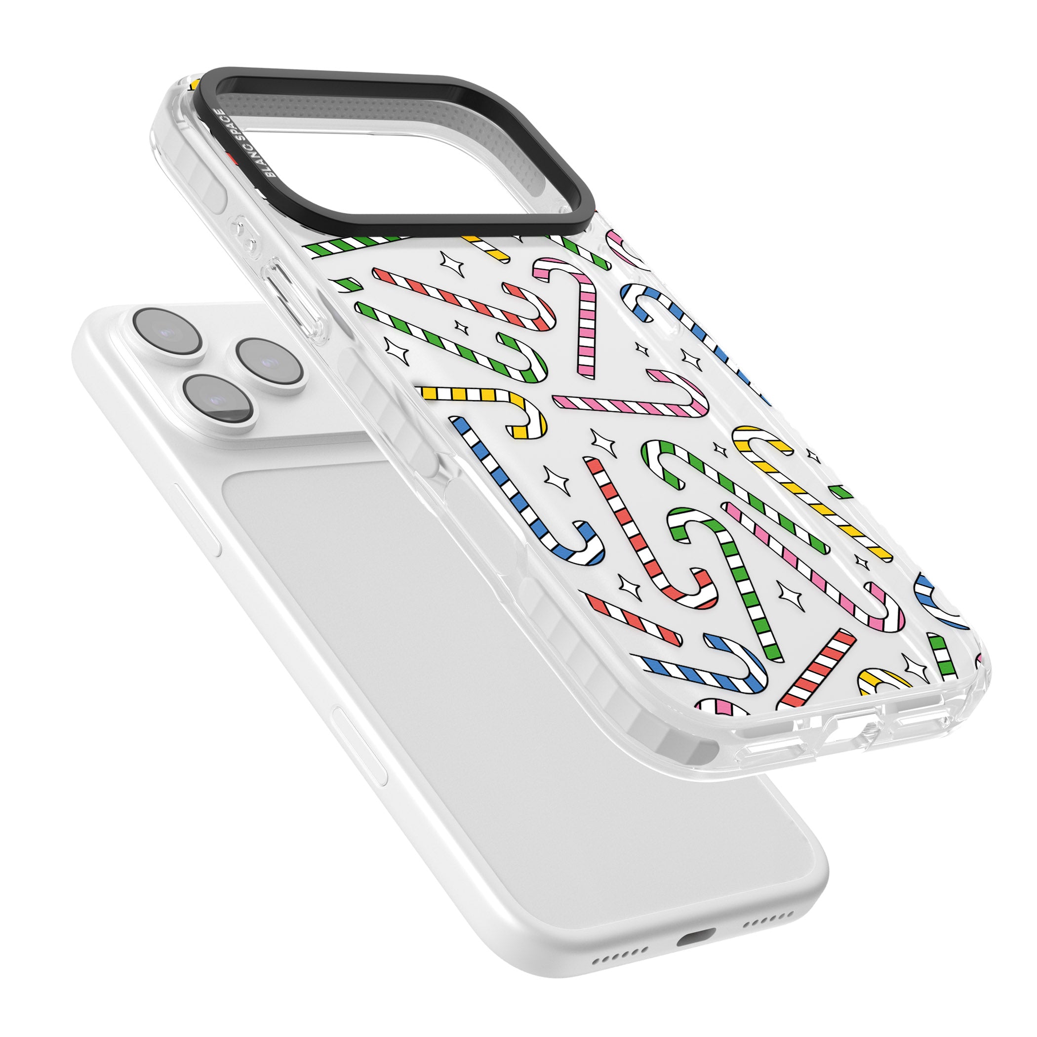 Colourful Stars & Candy Canes iPhone 17 Pro Max Impact Clear Phone Case Colours