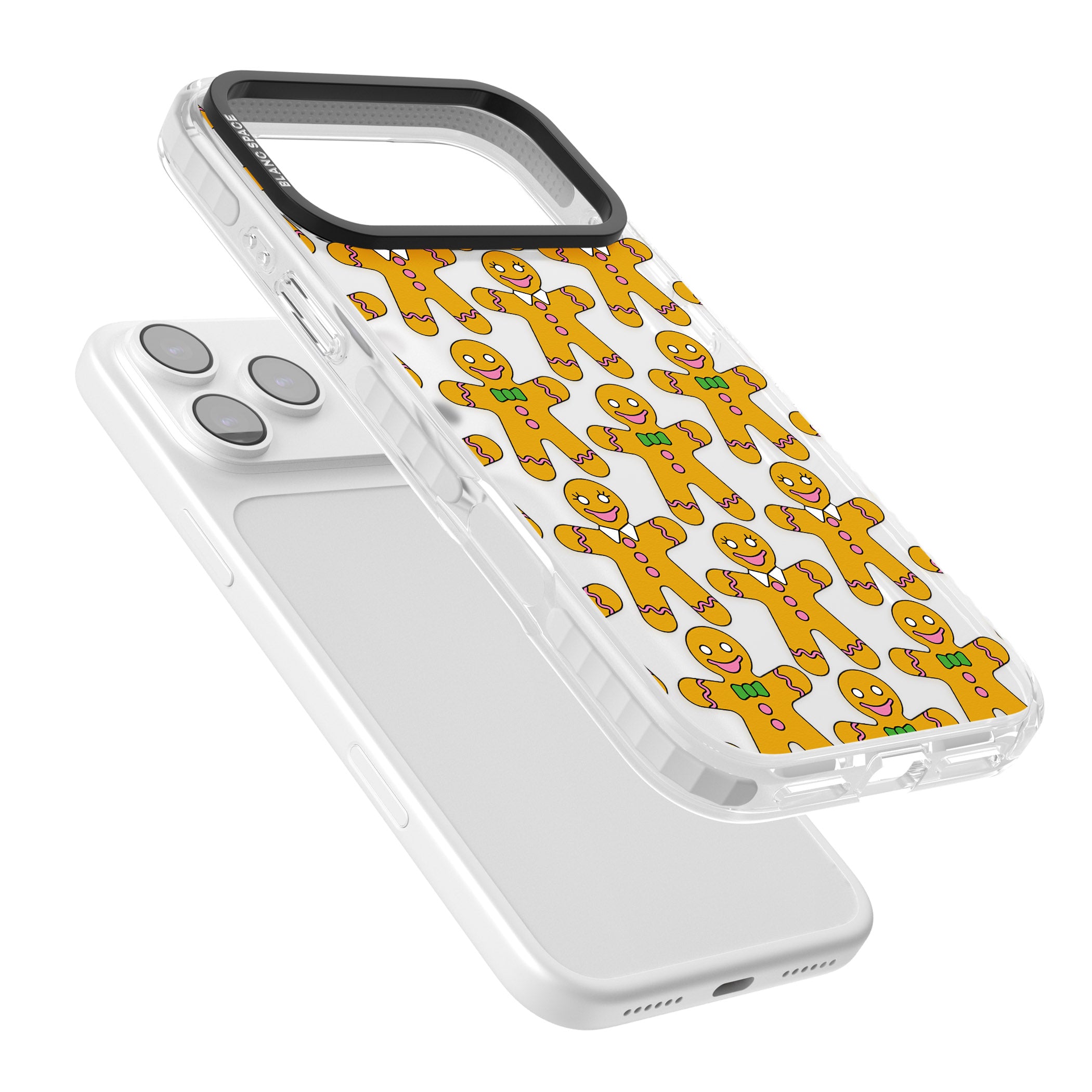 Gingerbread Cookie Pattern iPhone 17 Pro Impact Clear Phone Case Colours