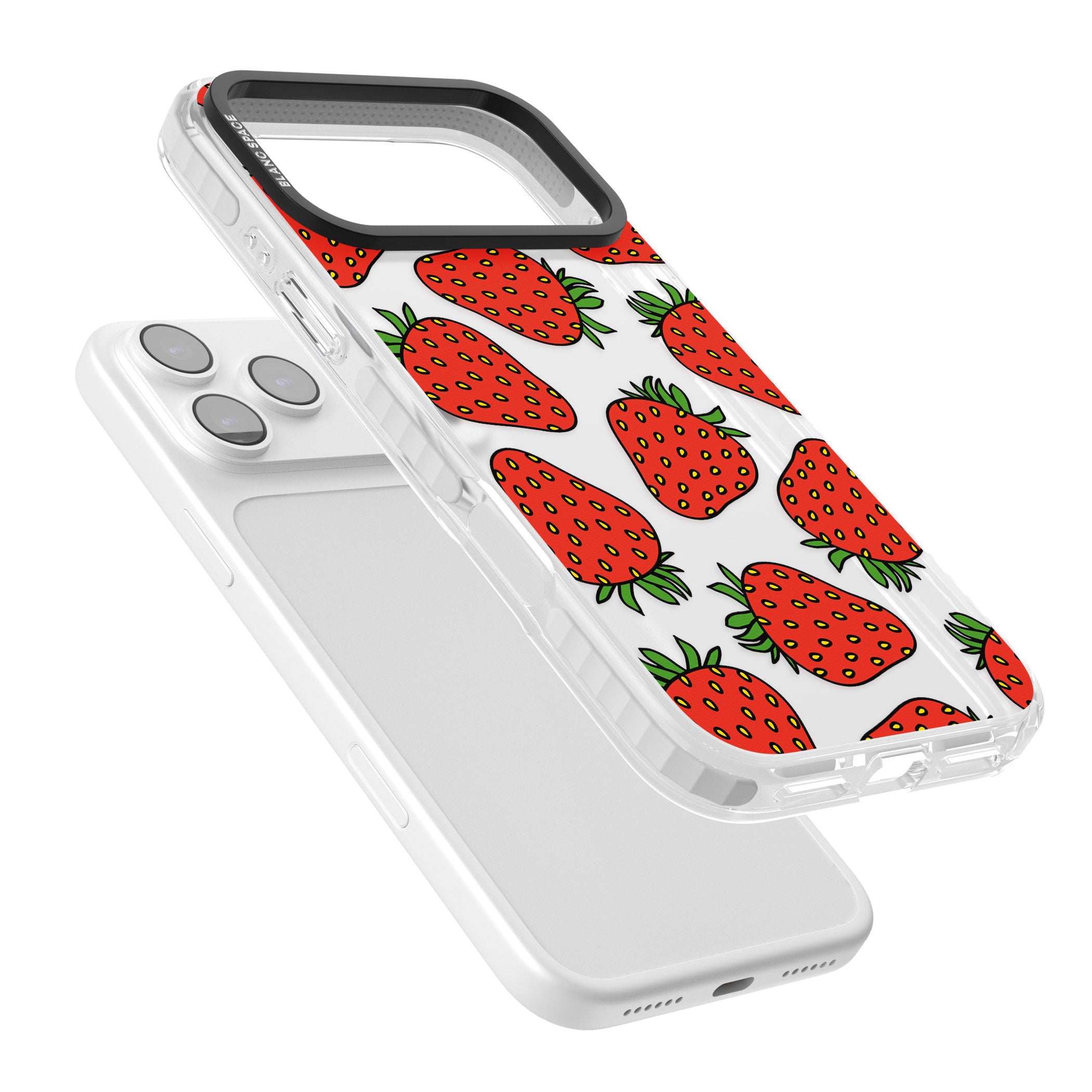 Strawberry Pattern iPhone 17 Pro Max Impact Clear Phone Case Colours