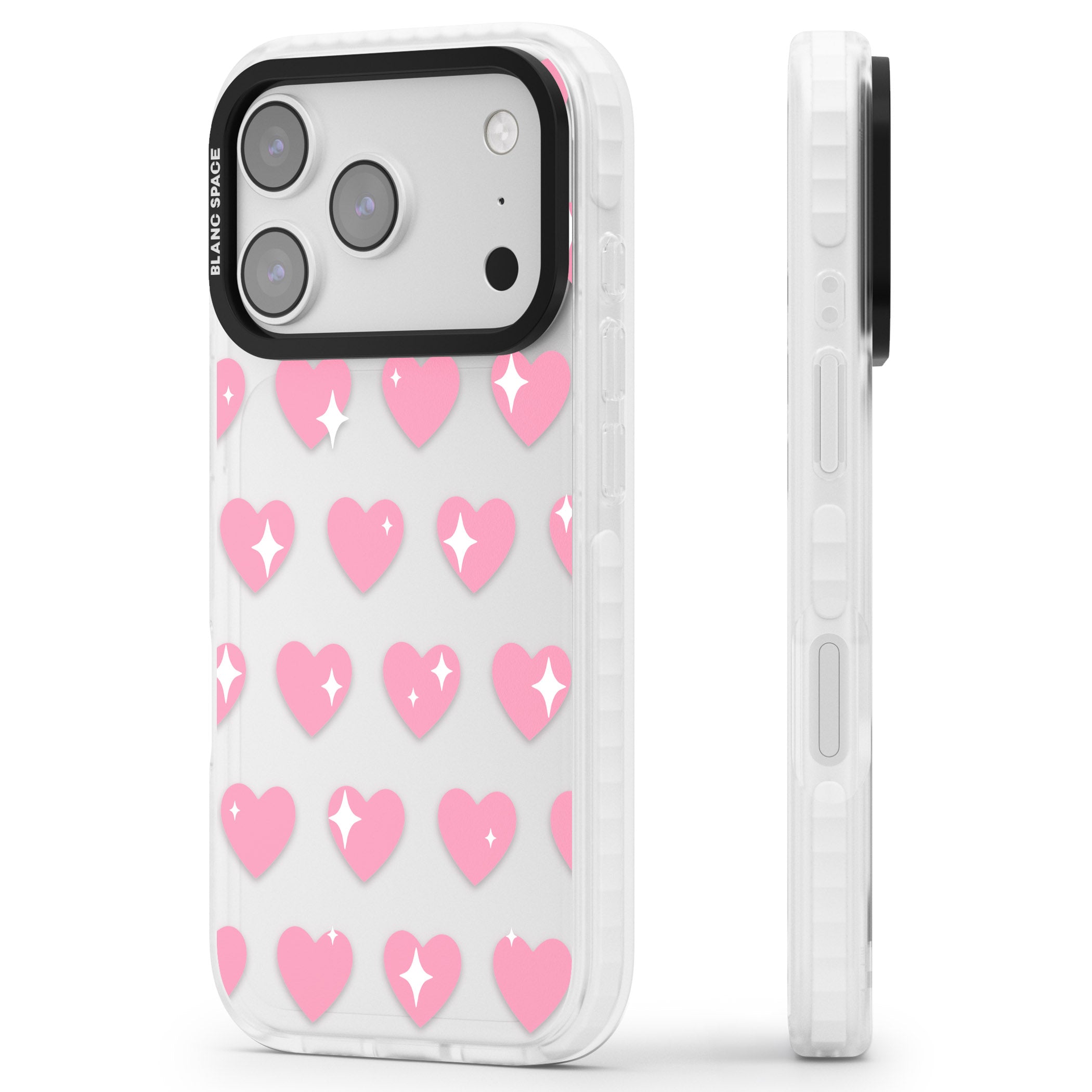 Sweet Hearts iPhone 17 Pro Max Impact Clear Phone Case Side Profile