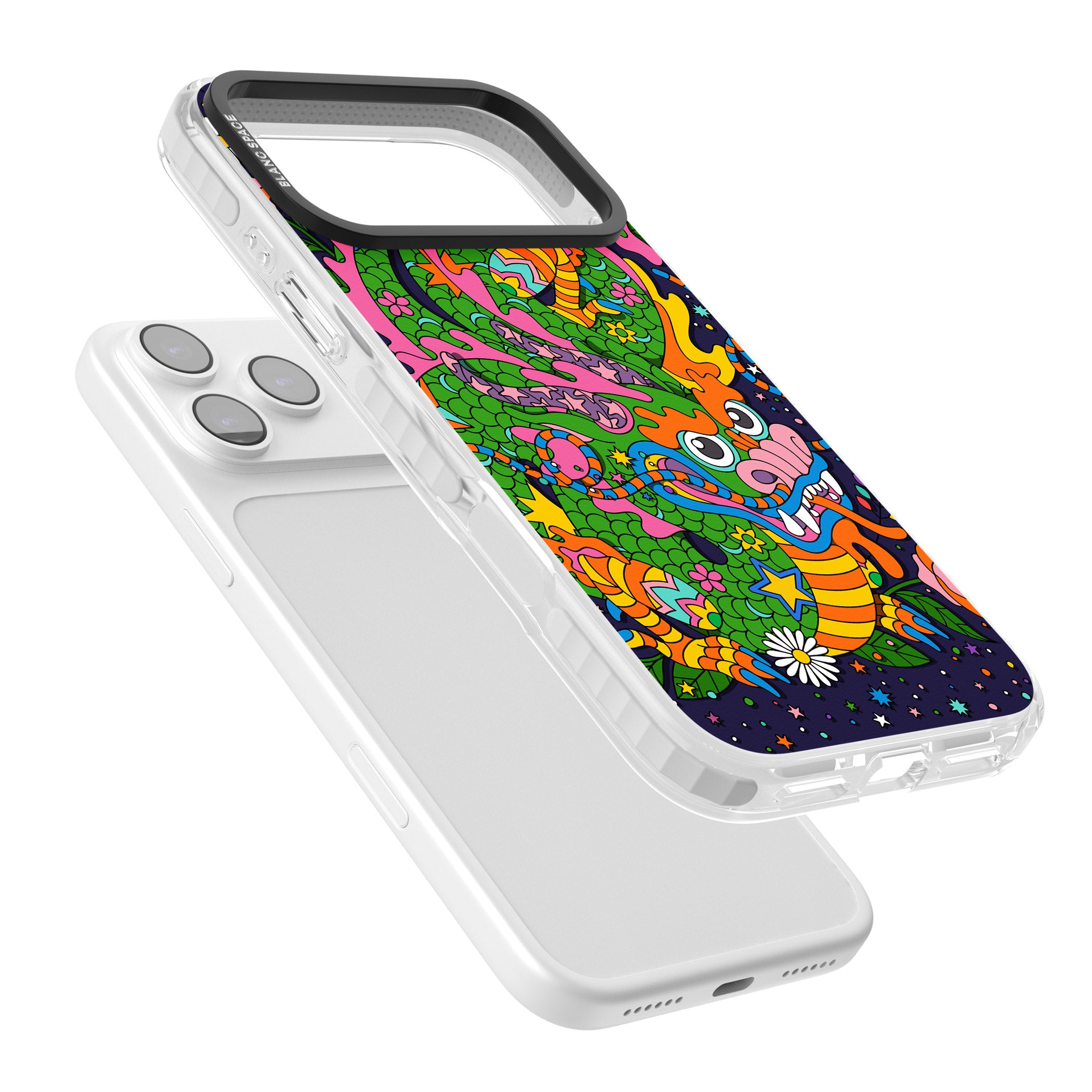 Psychedelic Jungle Dragon (Purple) iPhone 17 Pro Impact Clear Phone Case Colours