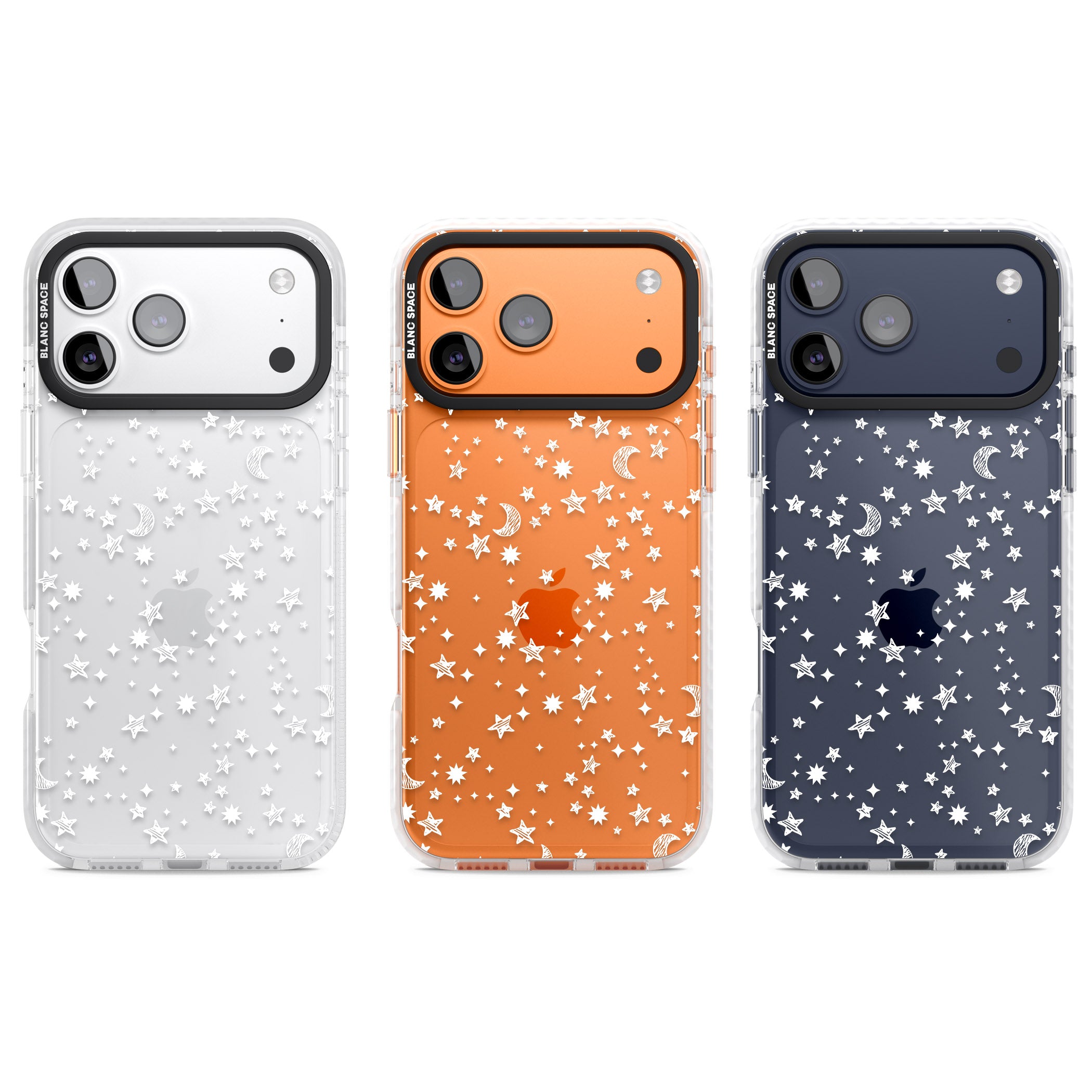 White Cosmic Galaxy Pattern iPhone 17 Pro Impact Clear Phone Case APT Impact Protection