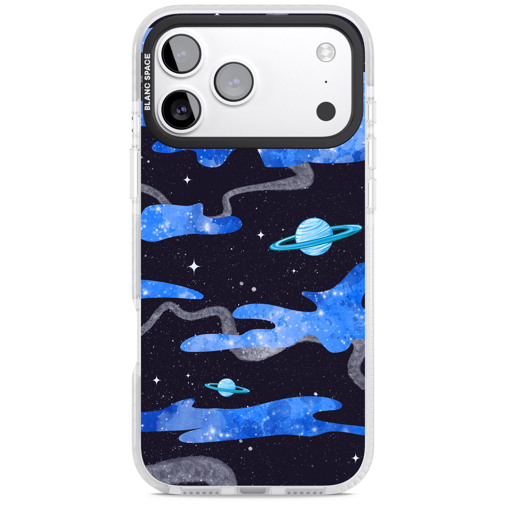 Blue Galaxy iPhone 17 Pro Impact Clear Phone Case