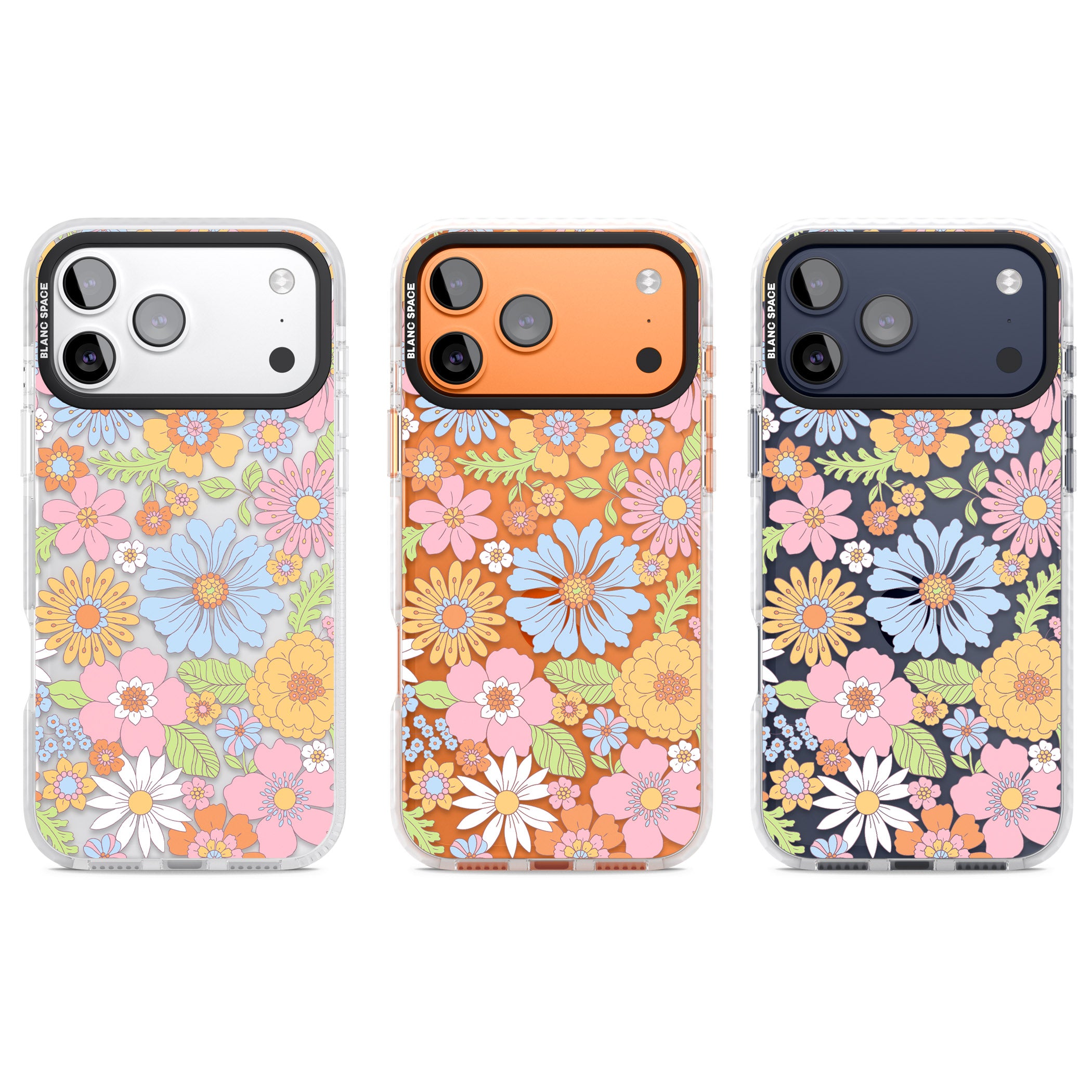 Pastel Flower Pattern iPhone 17 Pro Impact Clear Phone Case APT Impact Protection