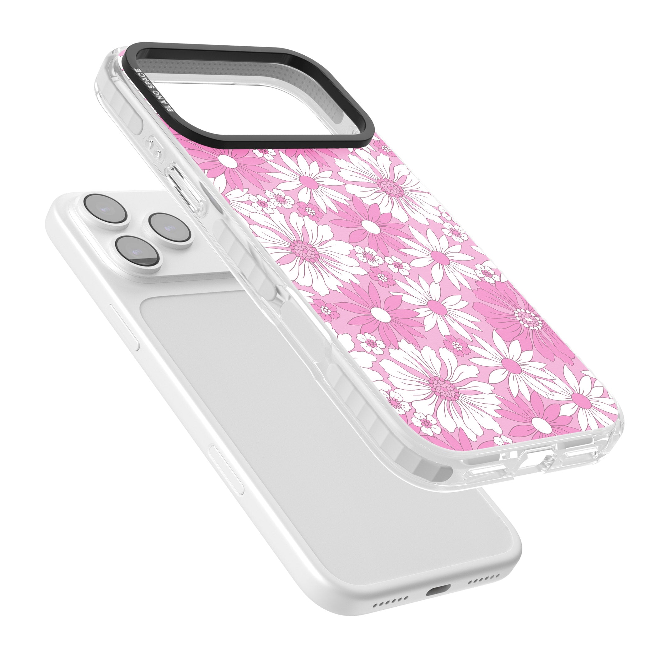 Pink White Flowers iPhone 17 Pro Impact Clear Phone Case Colours