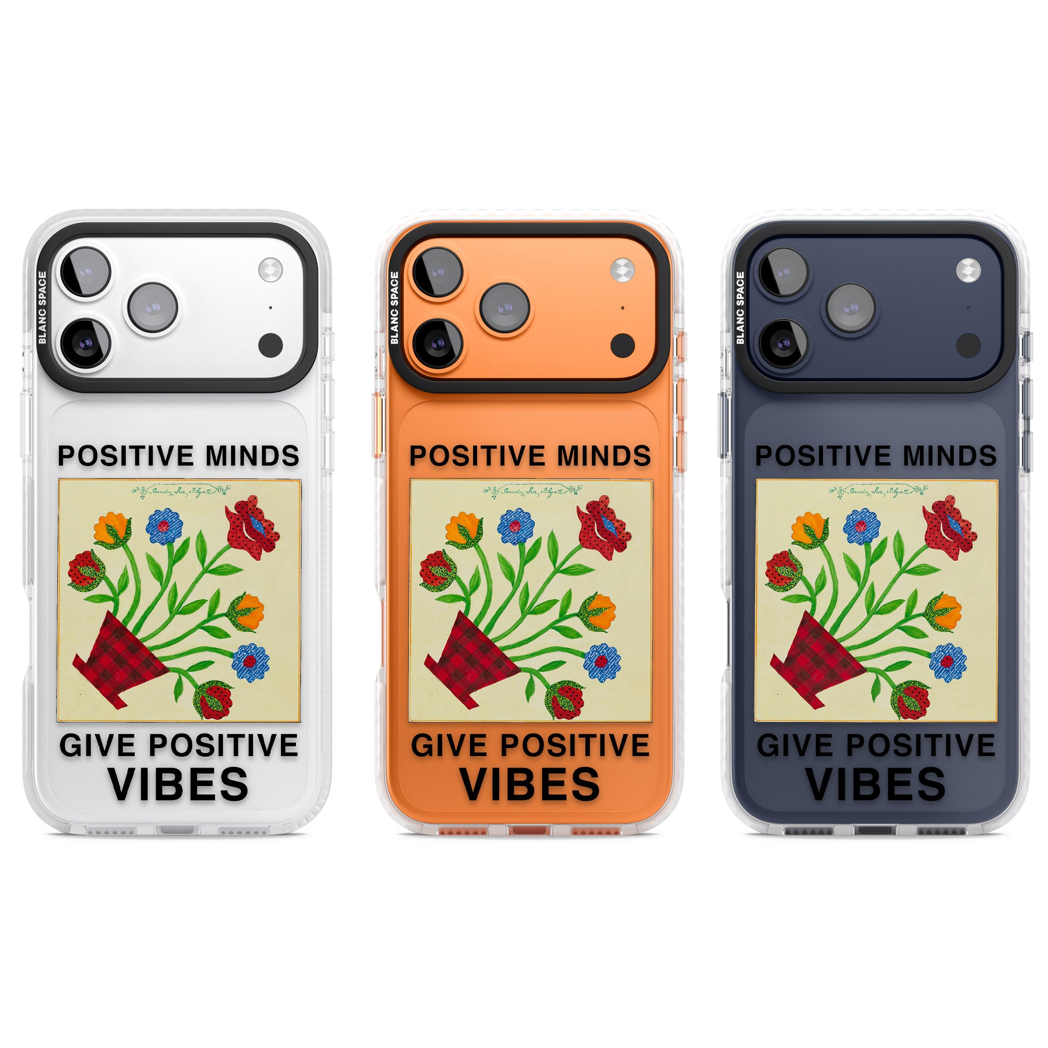 Positive Minds Give Positive Vibes iPhone 17 Pro Impact Clear Phone Case APT Impact Protection