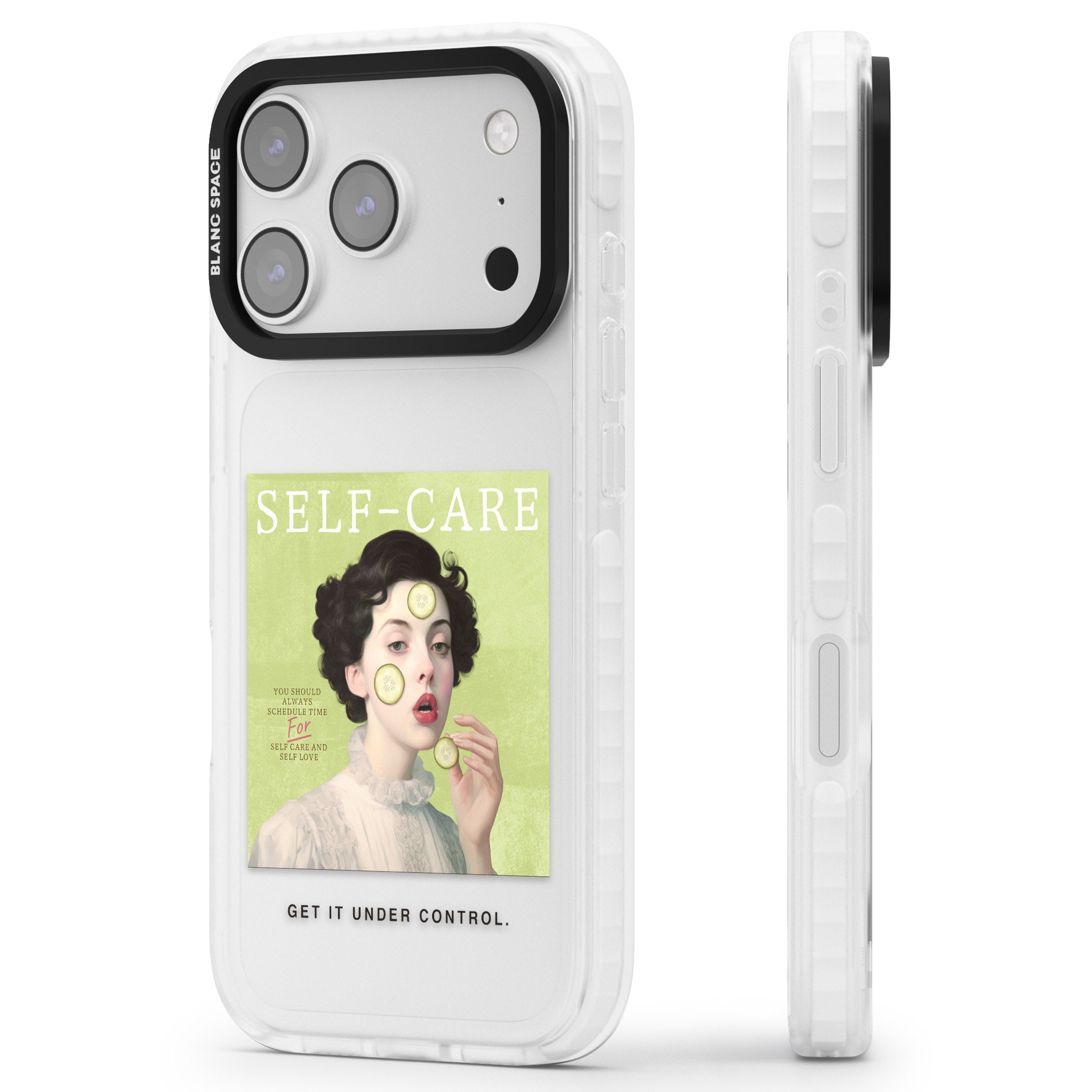 Self Care iPhone 17 Pro Max Impact Clear Phone Case Side Profile