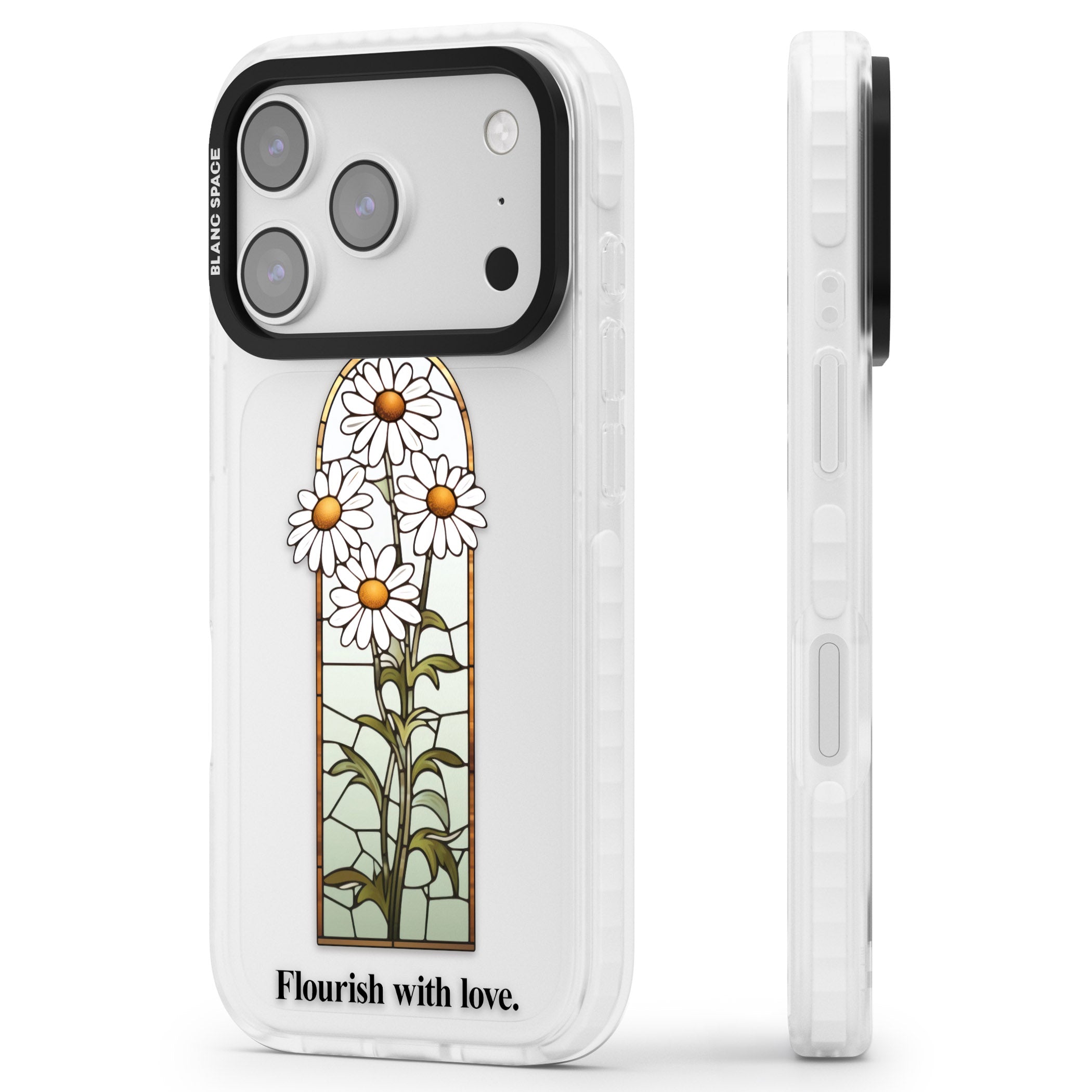 Flourish With Love iPhone 17 Pro Max Impact Clear Phone Case Side Profile