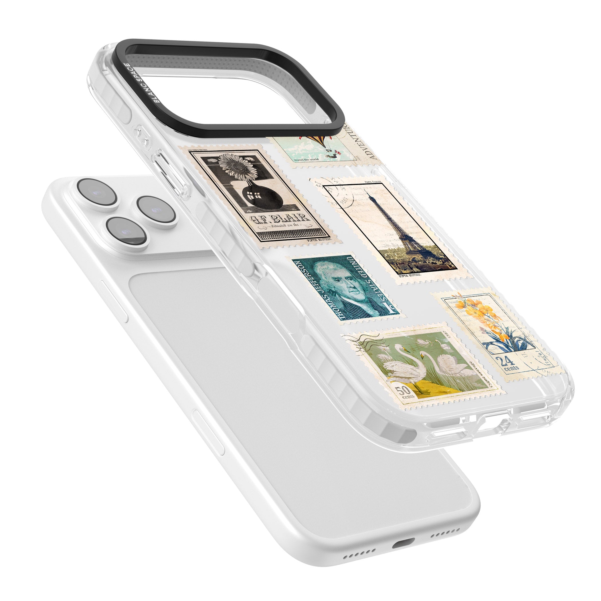 Vintage Stamps iPhone 17 Pro Impact Clear Phone Case Colours