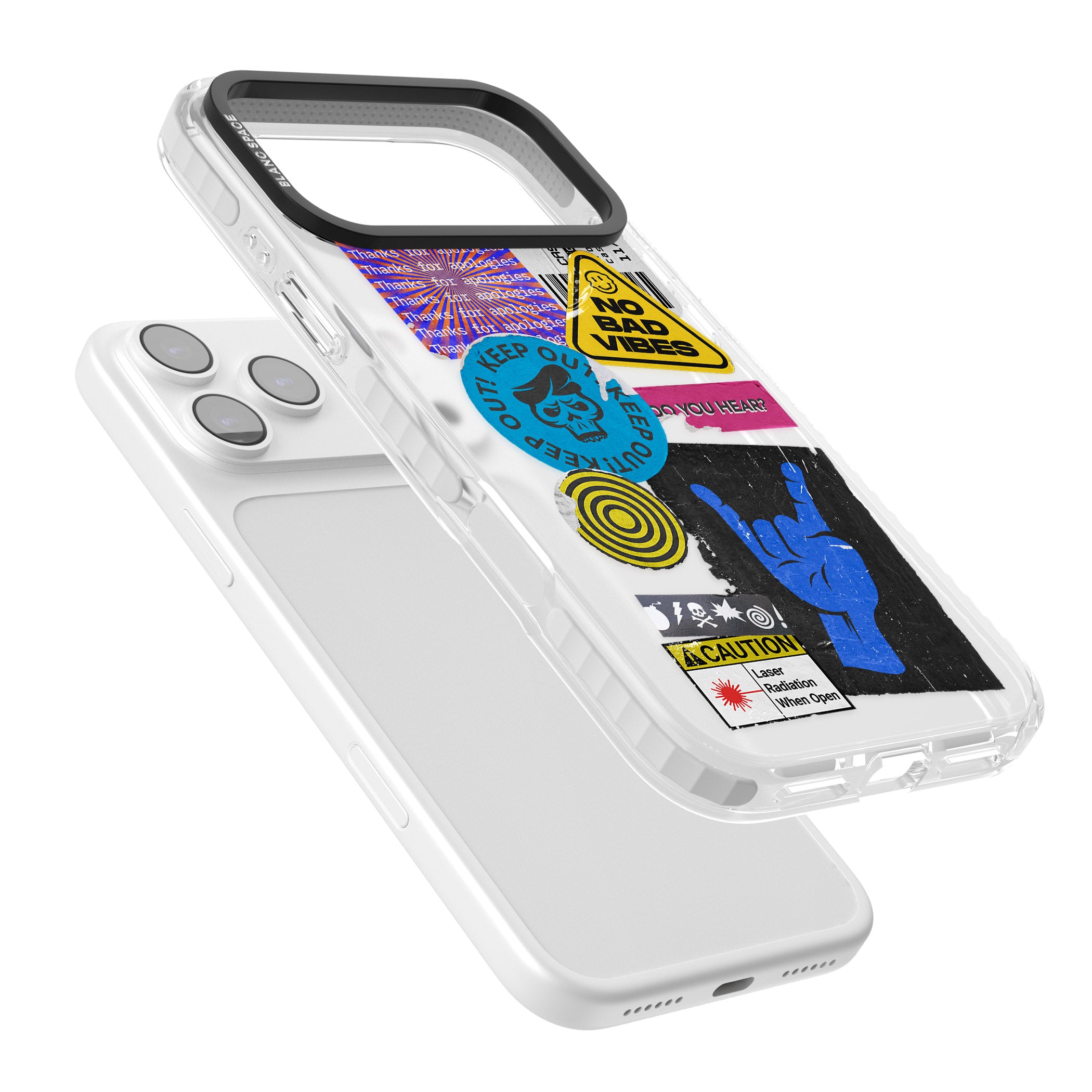 No Bad Vibes Sticker Mix iPhone 17 Pro Max Impact Clear Phone Case Colours
