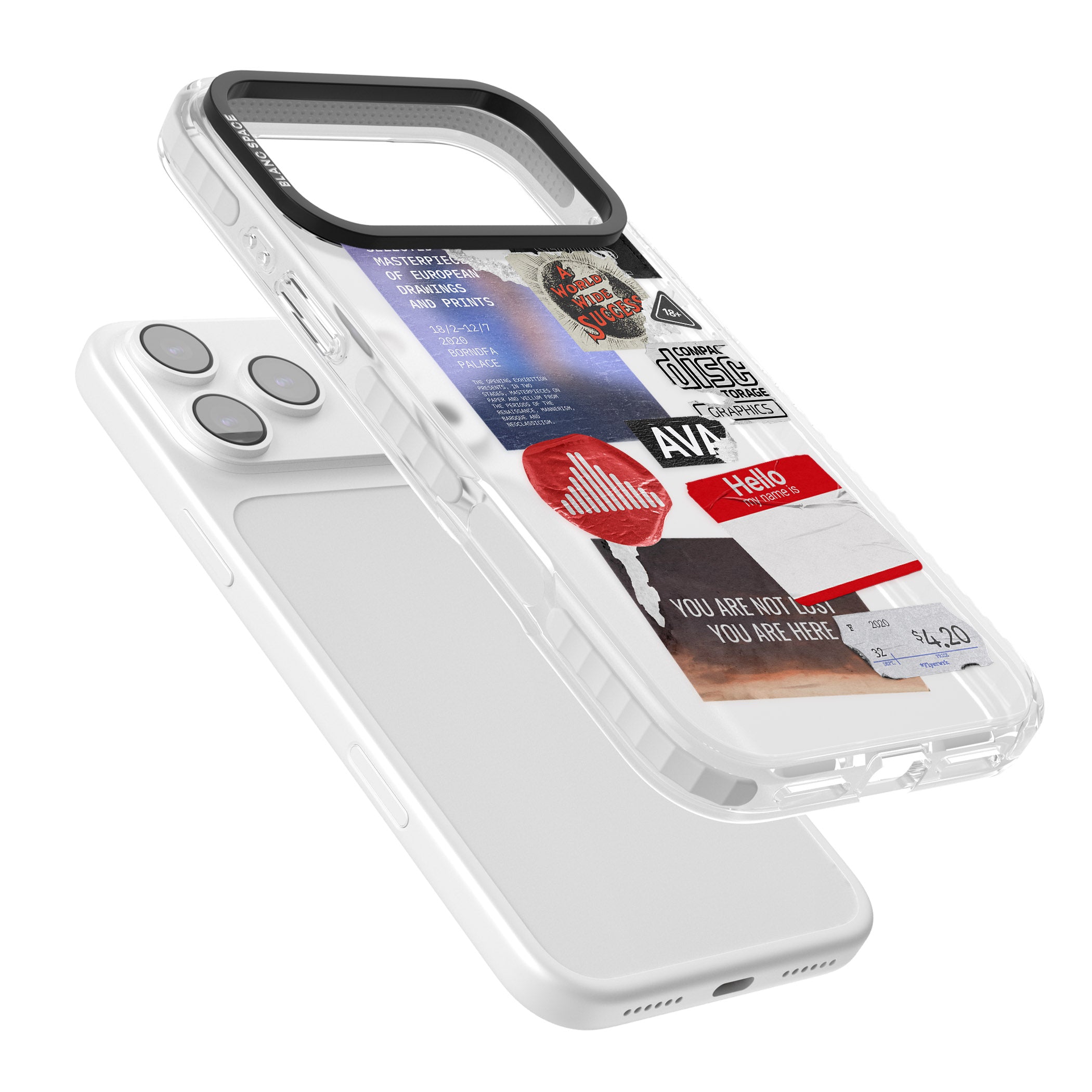 Red & Black Sticker Mix iPhone 17 Pro Impact Clear Phone Case Colours