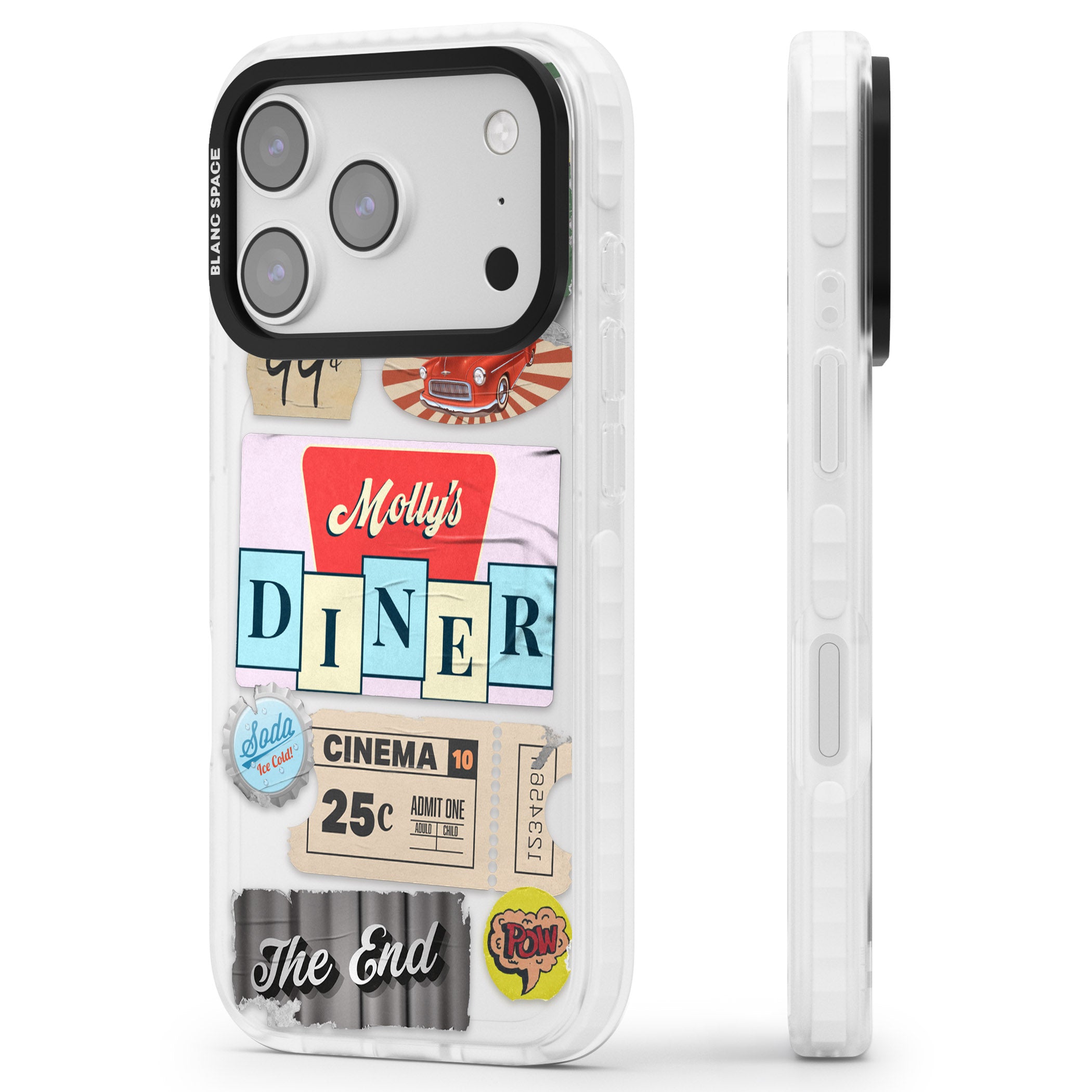 Nifty Fifties Swing iPhone 17 Pro Impact Clear Phone Case Side Profile